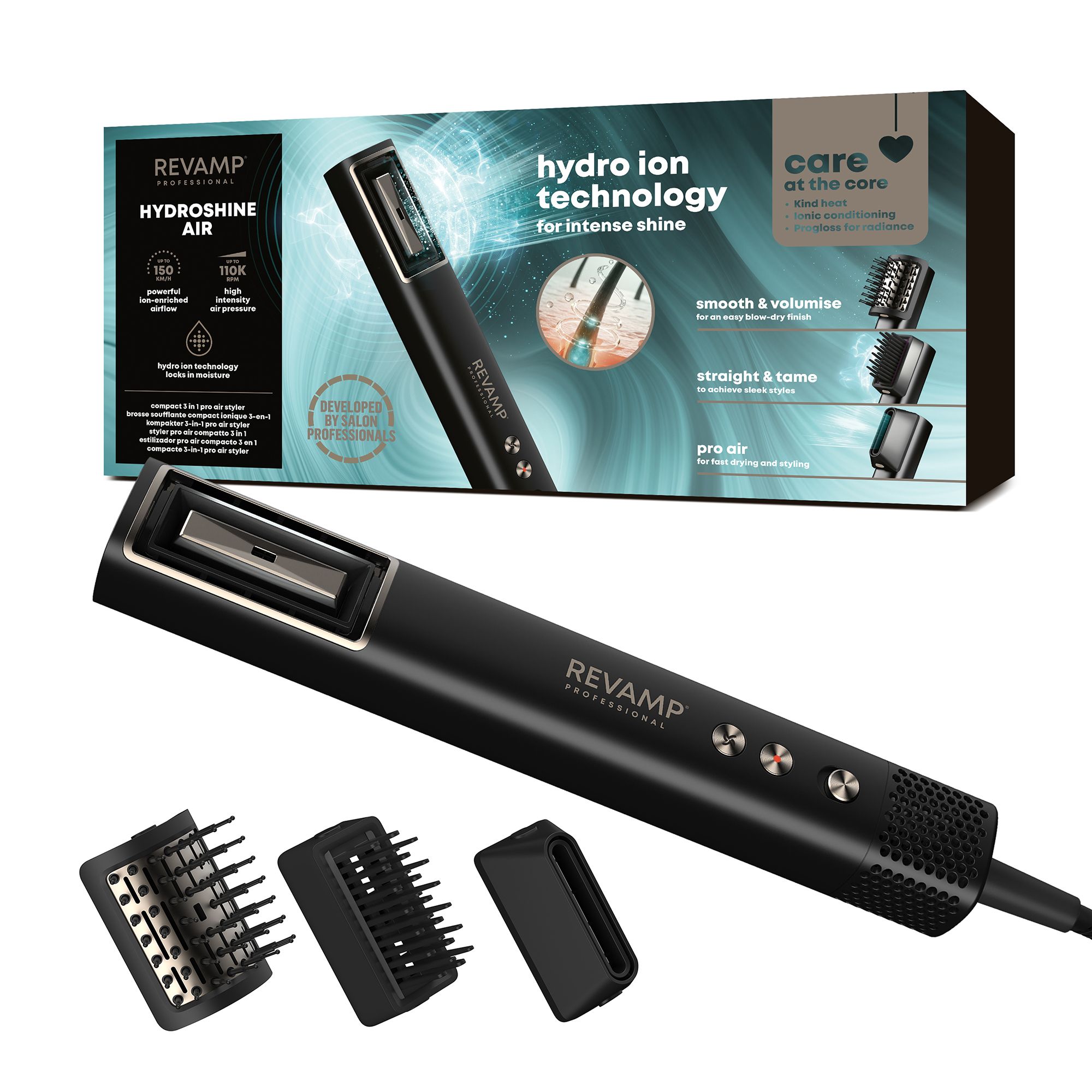 REVAMP 3in1 Pro Air Styler Multihaarstyler mit 3 Aufsätzen & Aufbewahrungstasche