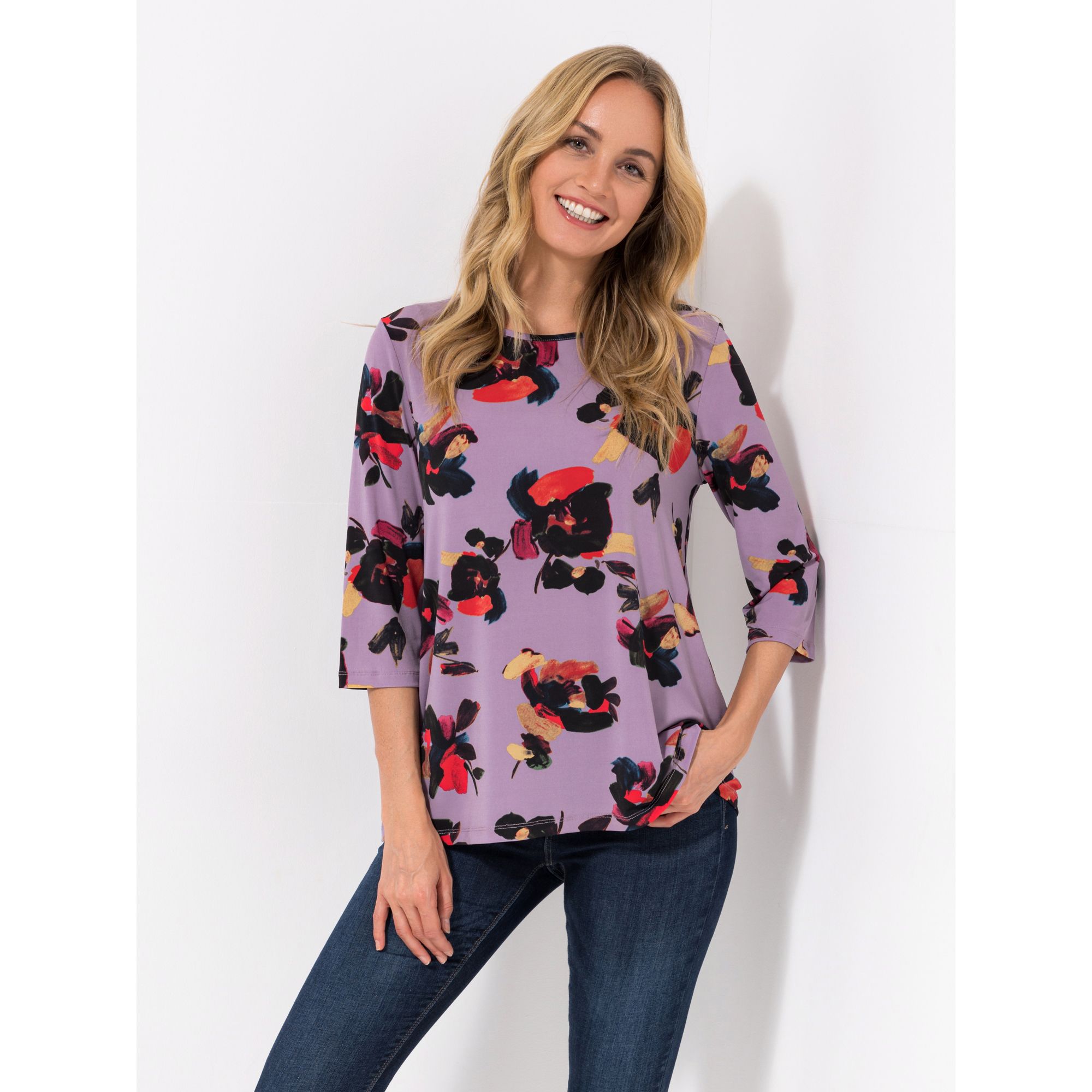 KIM & CO. Shirt, 3/4-Arm Brazil Knit Jersey Rundhalsausschnitt figurumspielend