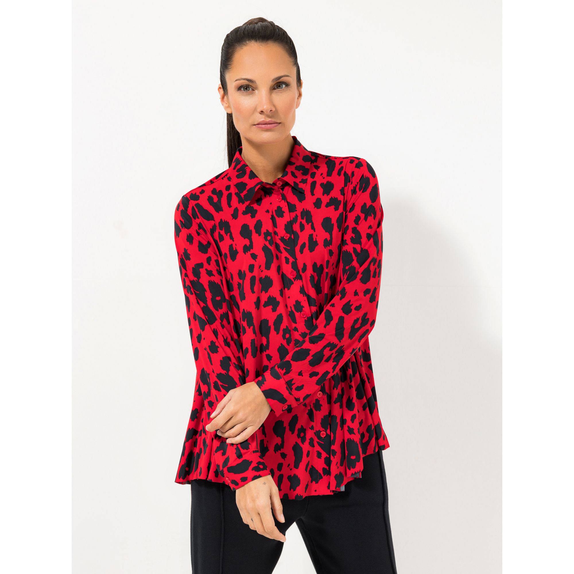 STEFFEN SCHRAUT Jerseybluse Jamaika Knopfleiste ausgestellter Saum leger weit