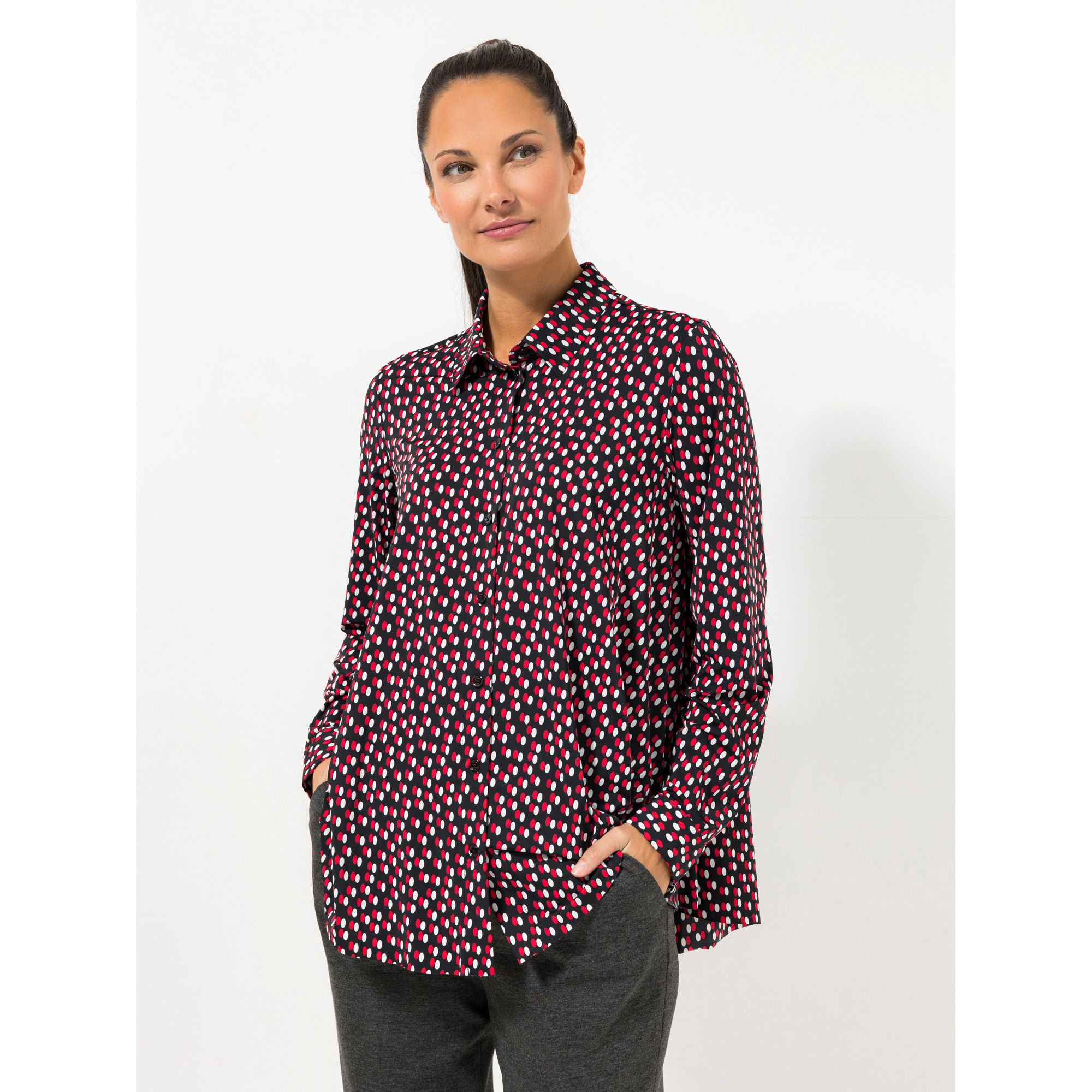 STEFFEN SCHRAUT Jerseybluse Jamaika Knopfleiste ausgestellter Saum leger weit