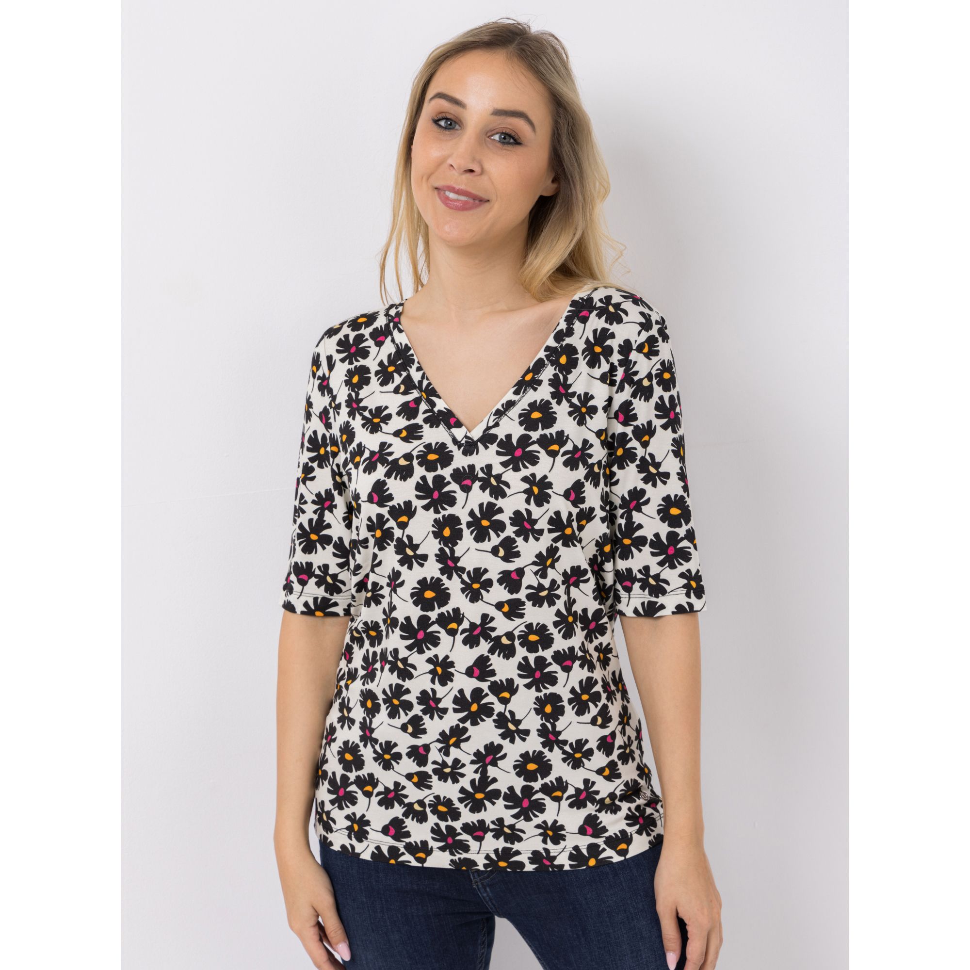 EVA LUTZ Shirt V-Ausschnitt bedruckt figurumspielend