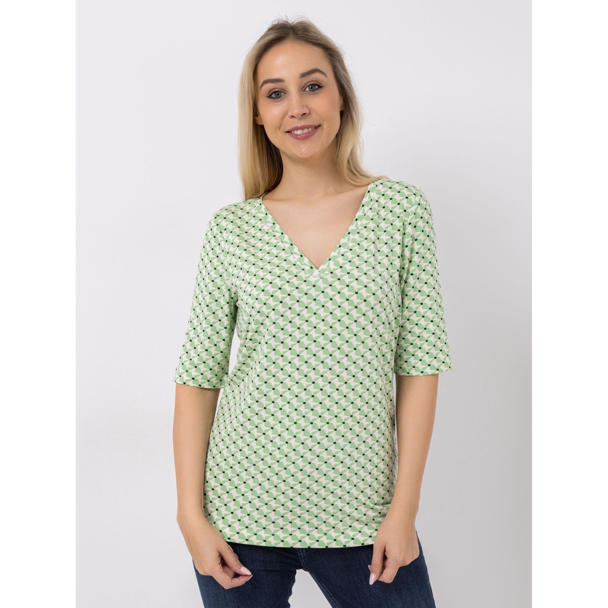 EVA LUTZ Shirt V-Ausschnitt bedruckt figurumspielend