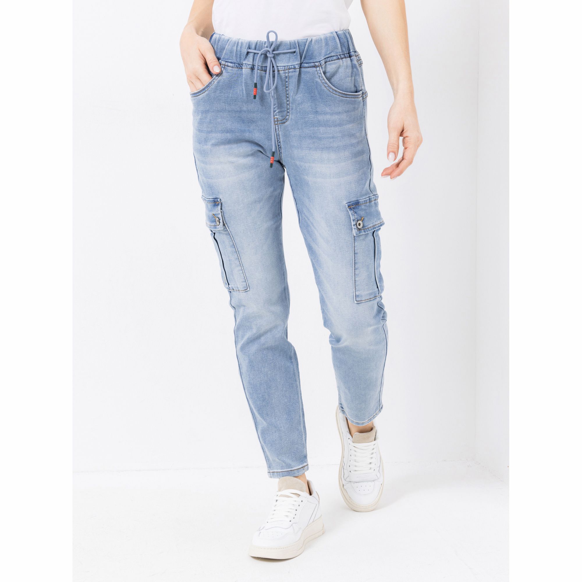 DINE 'N' DANCE Jeanshose Boogie Woogie Cargotaschen konisch