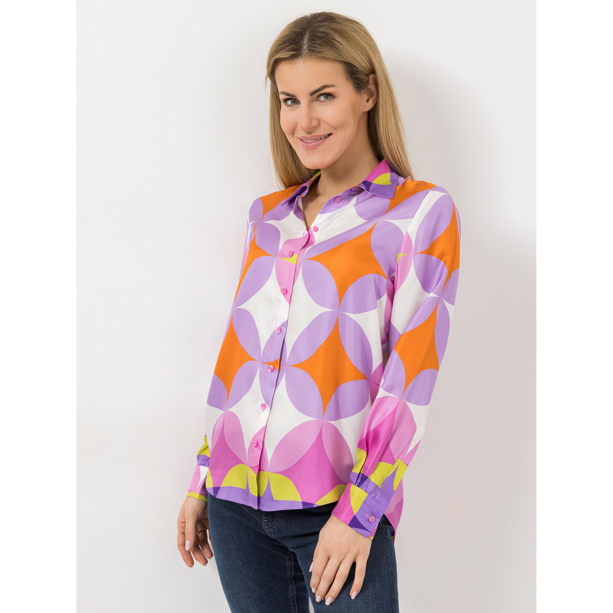 ANNI FOR FRIENDS Bluse Ann-Louise 100% Seide Knopfleiste leger weit