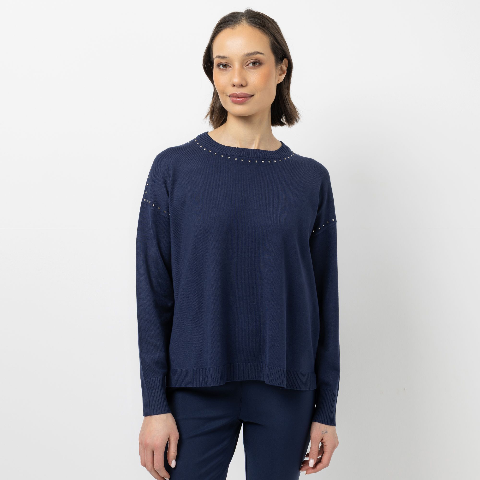 STEFFEN SCHRAUT Pullover Rundhalsausschnitt Nietendetails Oversize - leger weit