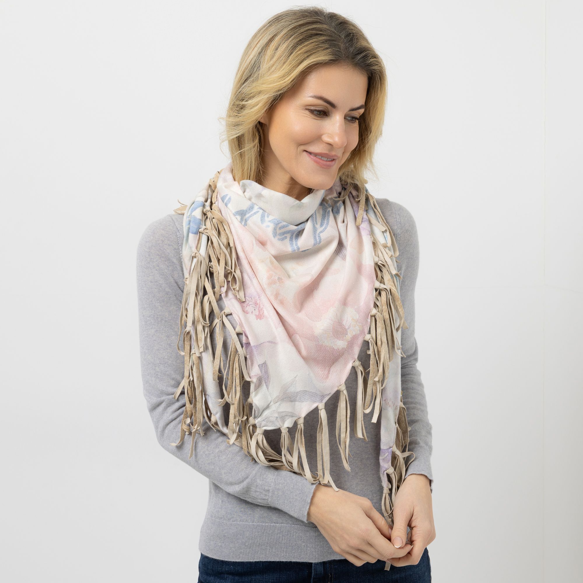 DINE 'N' DANCE Dreiecktuch beidseitig bedruckt Fransen