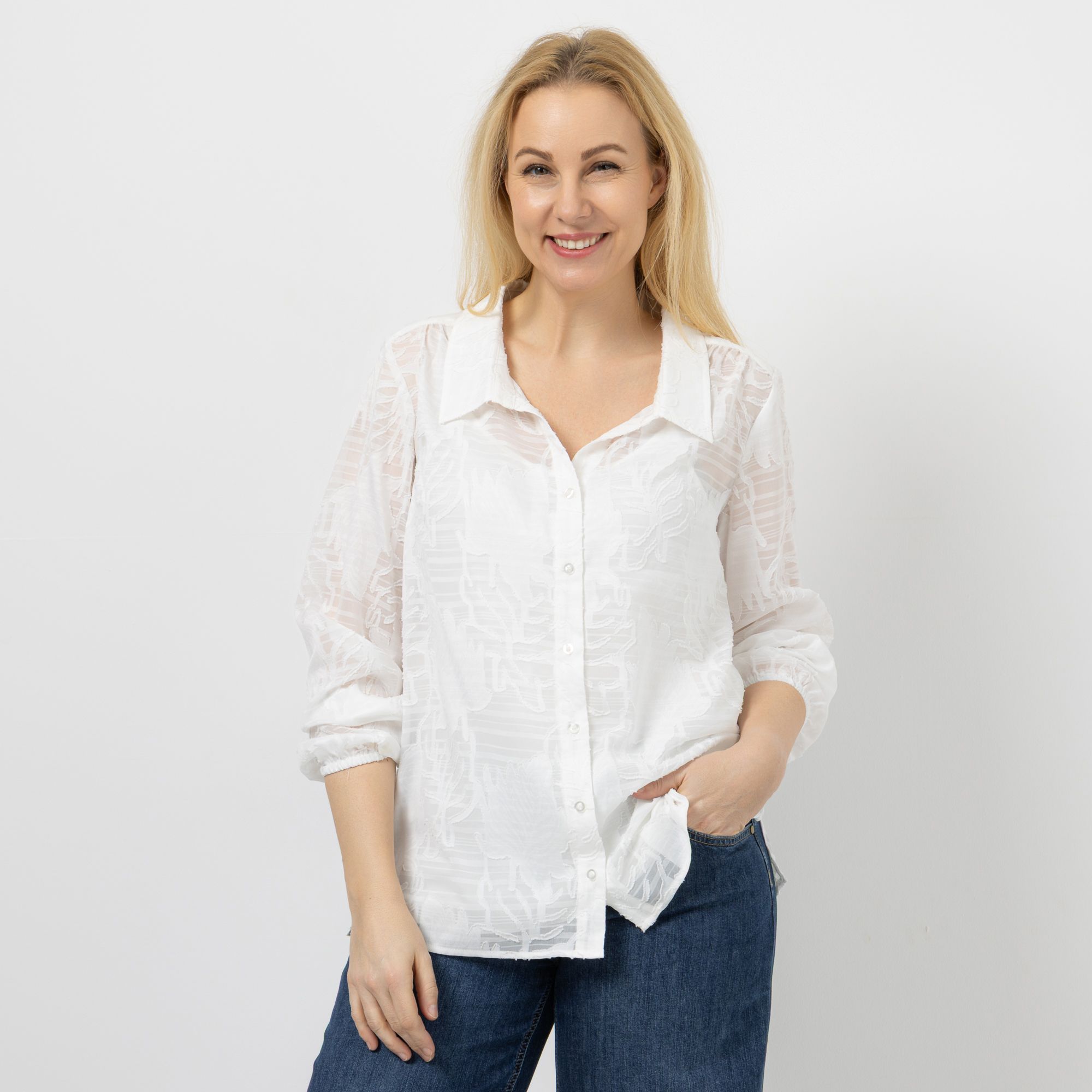 DAWID by Dawid Tomaszewski Bluse mit Top Ausbrenner-Muster leger weit