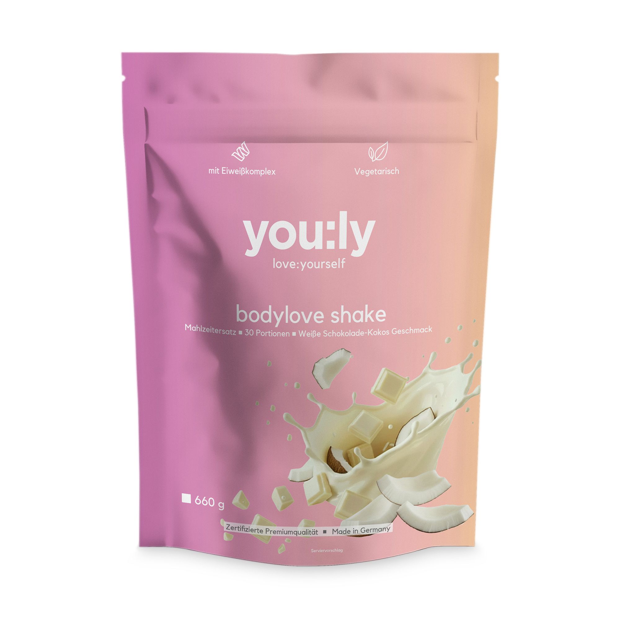 you:ly Bodylove Shake Mahlzeitersatz 660g für 30 Portionen