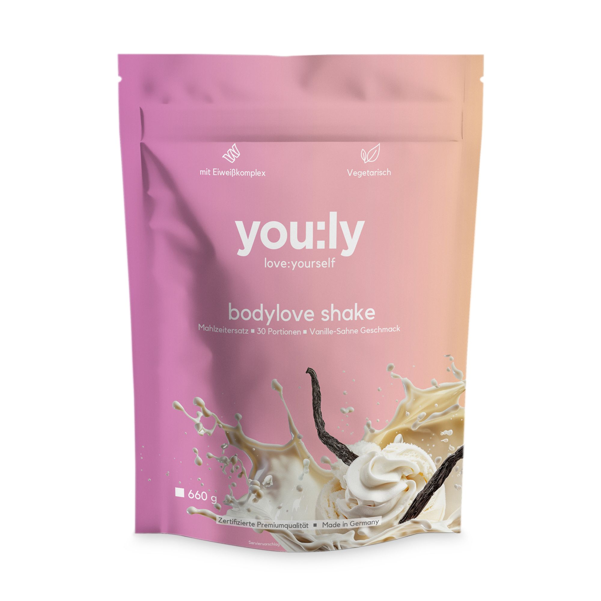 you:ly Bodylove Shake Mahlzeitersatz 660g für 30 Portionen