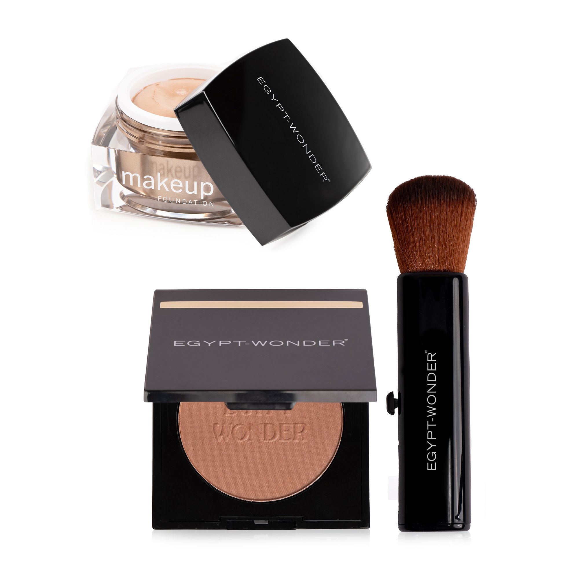 EGYPT-WONDER® Bronzing Mineralpuder 10g mit Pinsel & Mousse Foundation 30ml