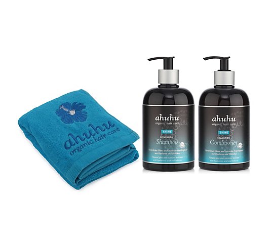 ahuhu organic hair care Shine Hyaluron Shampoo & Conditioner 2x 500ml, Handtuch