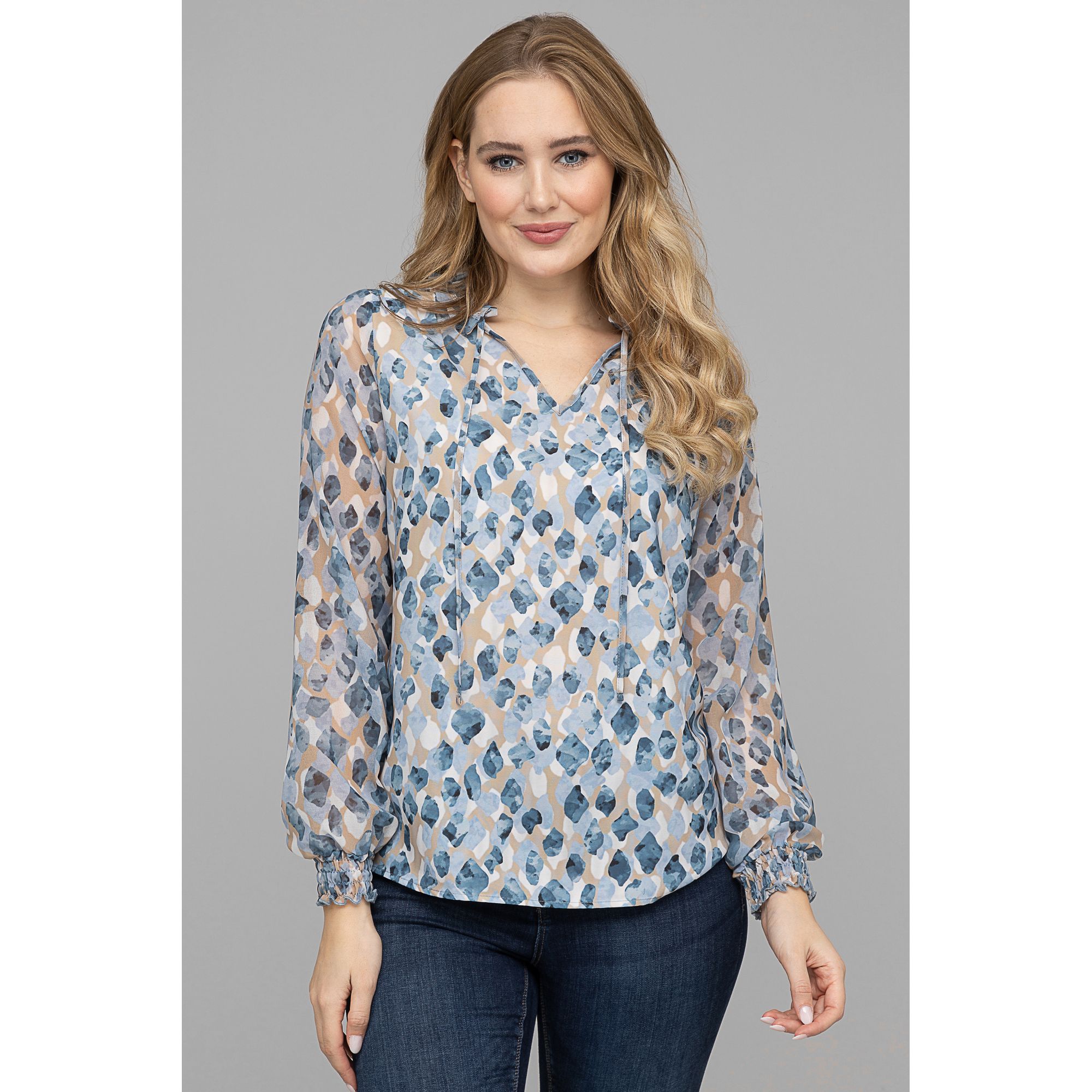 DINE 'N' DANCE Bluse, 1/1-Arm Materialmix Rüschendetails leger weit