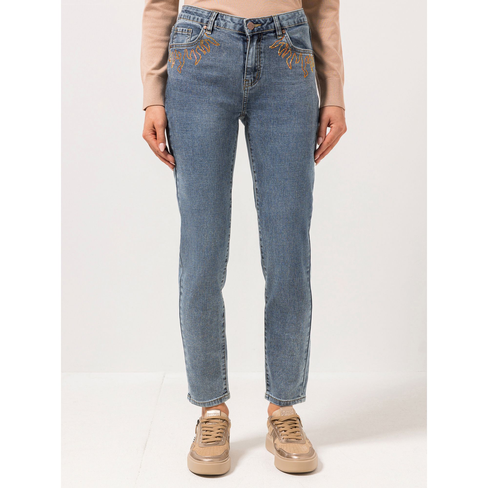 STEFFEN SCHRAUT Jeans, knöchellang Strassdetails 5-Pocket-Style sehr schmales Bein