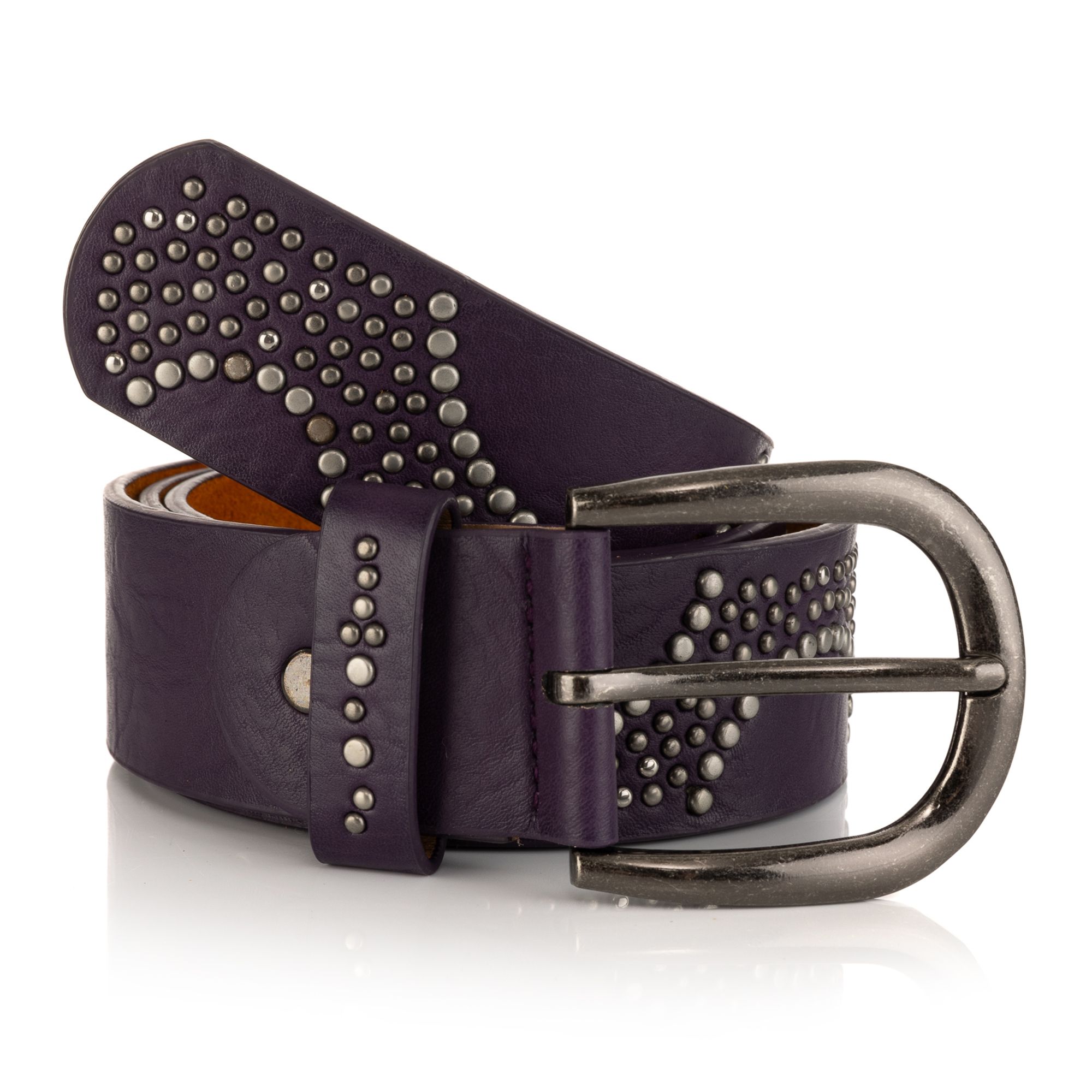 DINE 'N' DANCE Damen-Gürtel Nietenoptik Materialmix 4cm breit