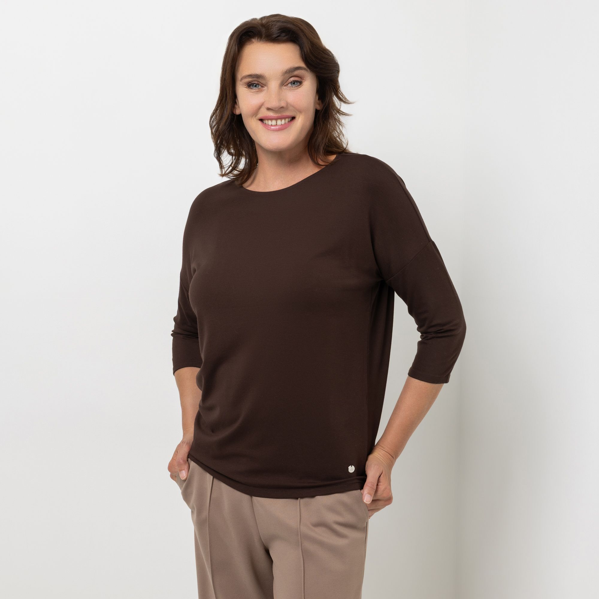 EVA LUTZ Shirt, 3/4-Arm Rundhalsausschnitt Jersey leger weit