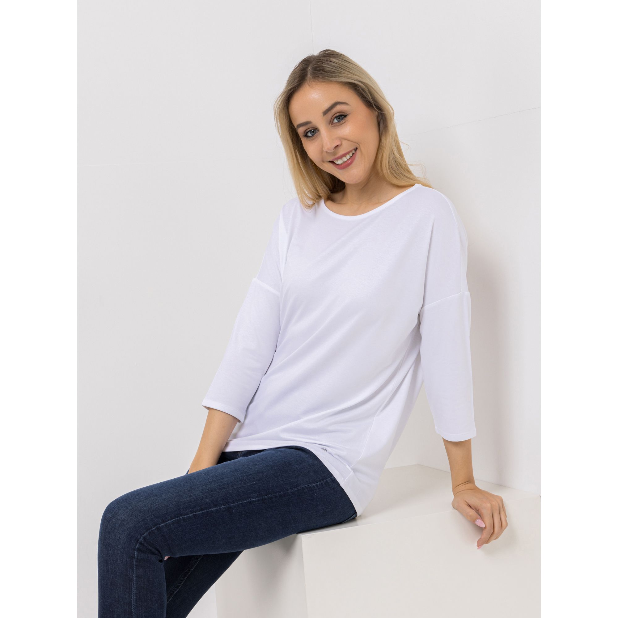 EVA LUTZ Shirt, 3/4-Arm Rundhalsausschnitt Jersey leger weit