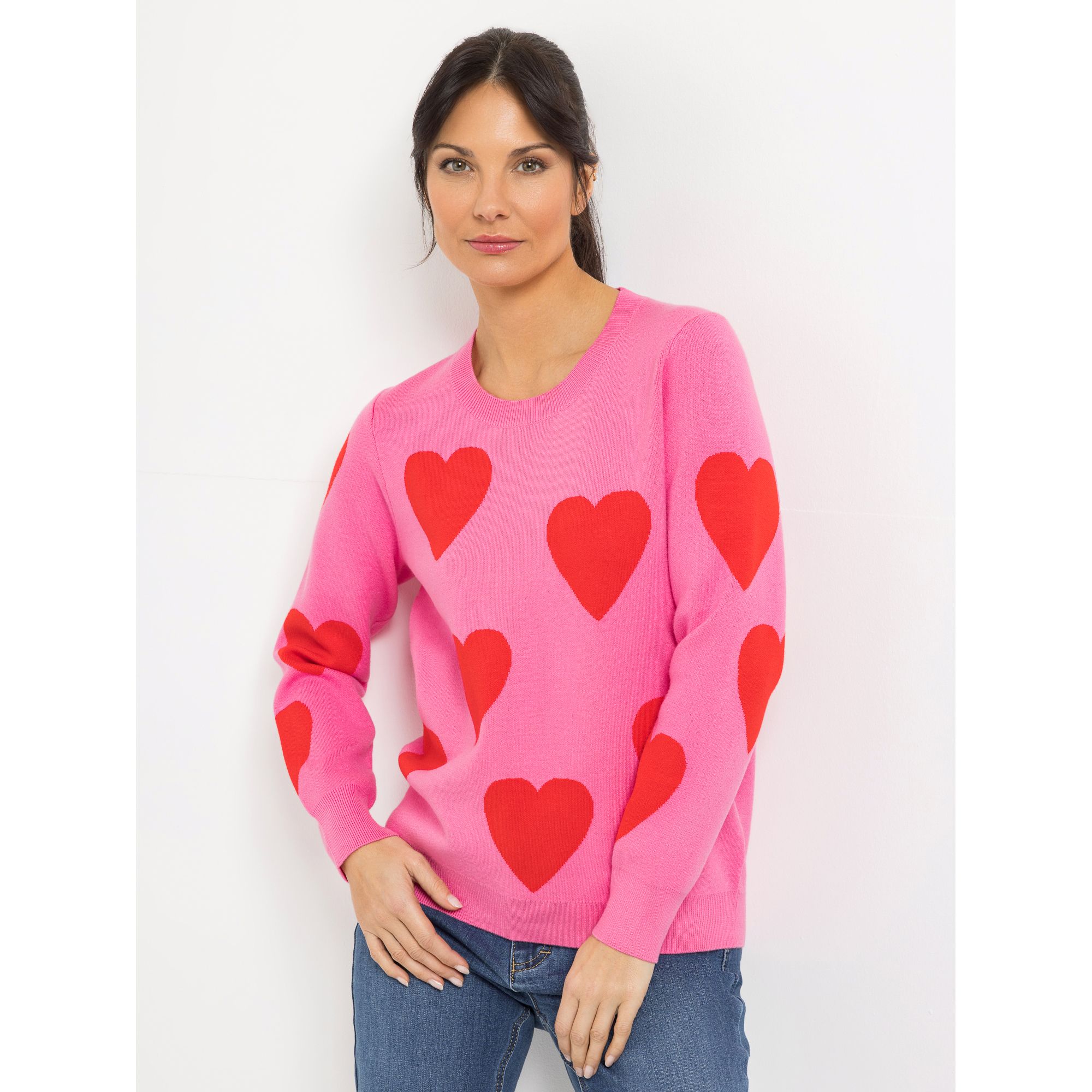 STEFFEN SCHRAUT Pullover Rundhalsausschnitt Herz-Intarsien figurumspielend