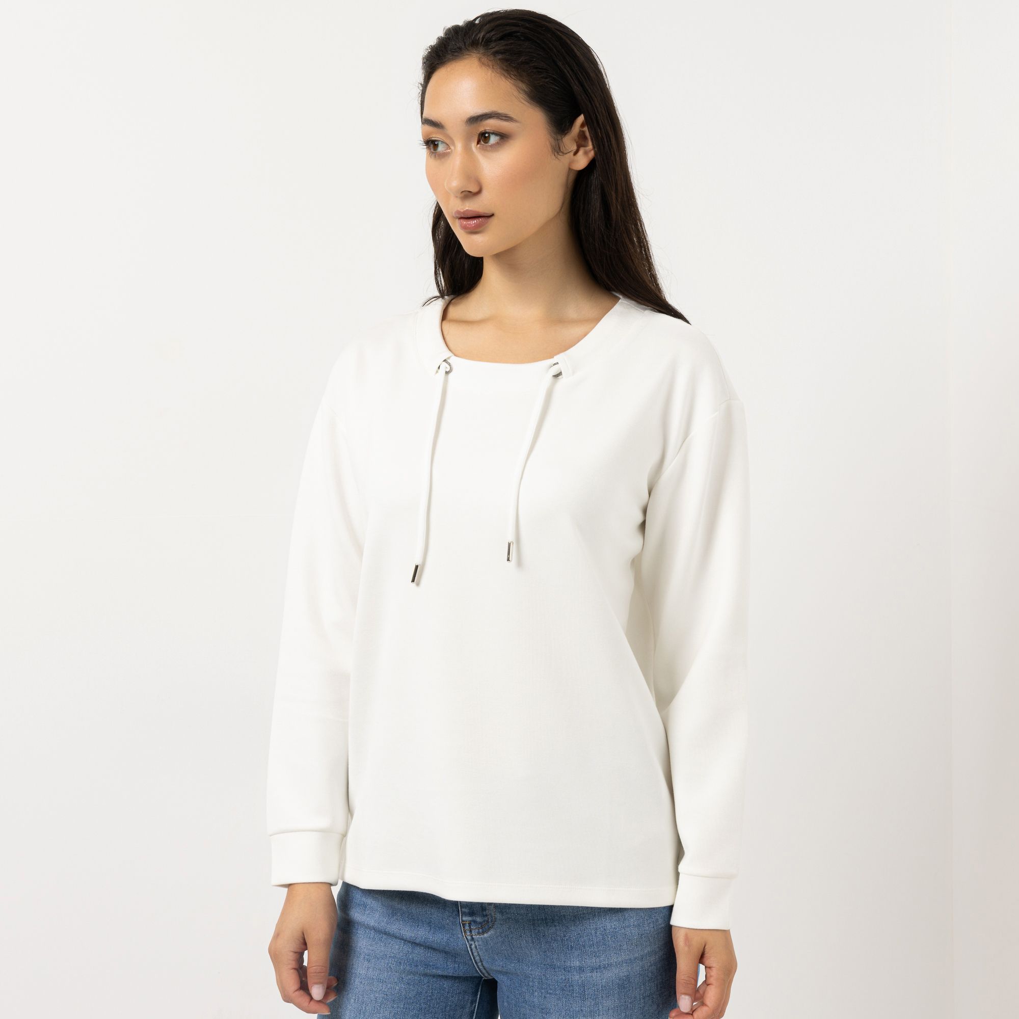 STEFFEN SCHRAUT Sweatshirt Rundhalsausschnitt Bindeband leger weit