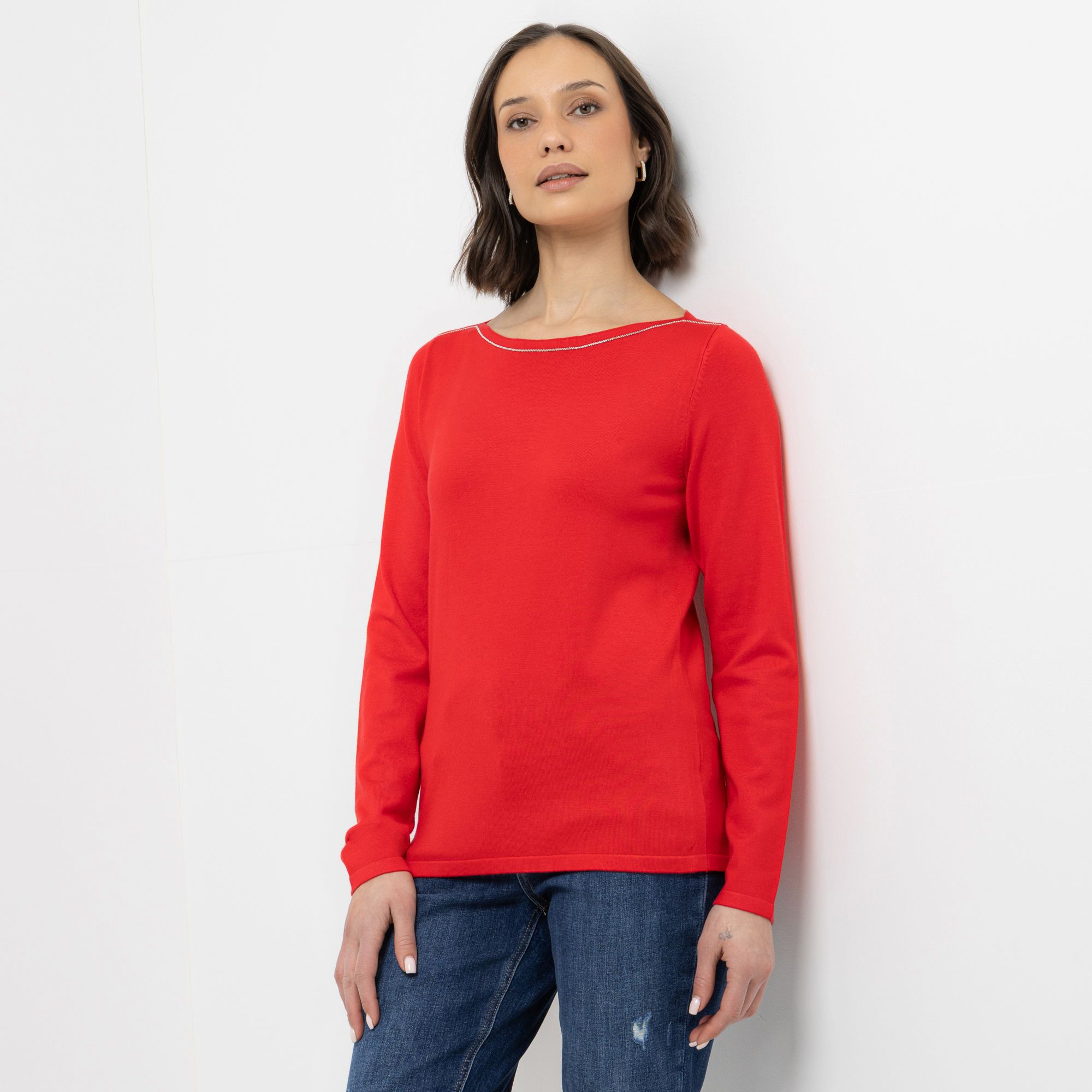 STEFFEN SCHRAUT Pullover, 1/1 Arm U-Bootausschnitt Feinstrick figurbetont