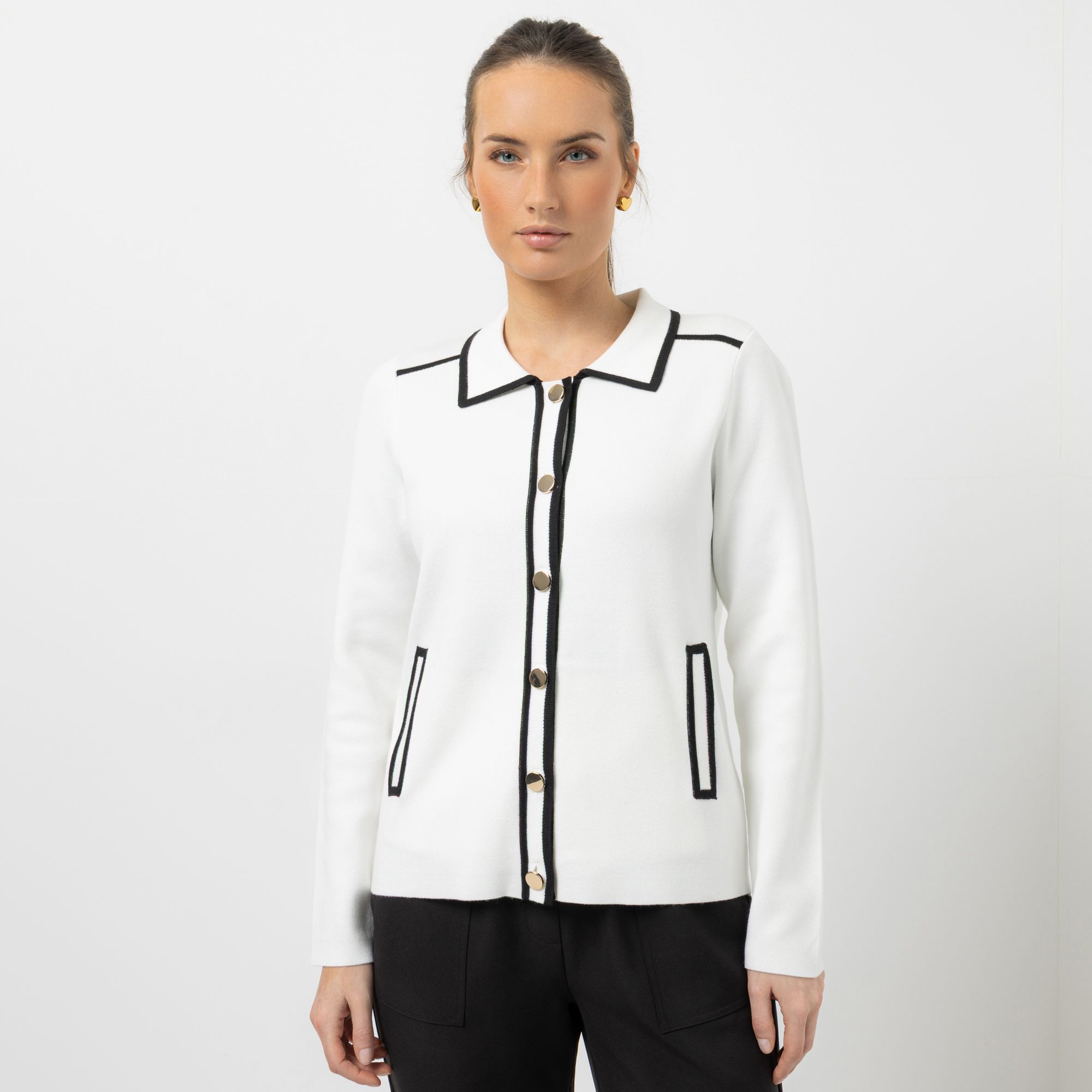 STEFFEN SCHRAUT Cardigan Kontrastdetails Schmuckknöpfe figurumspielend