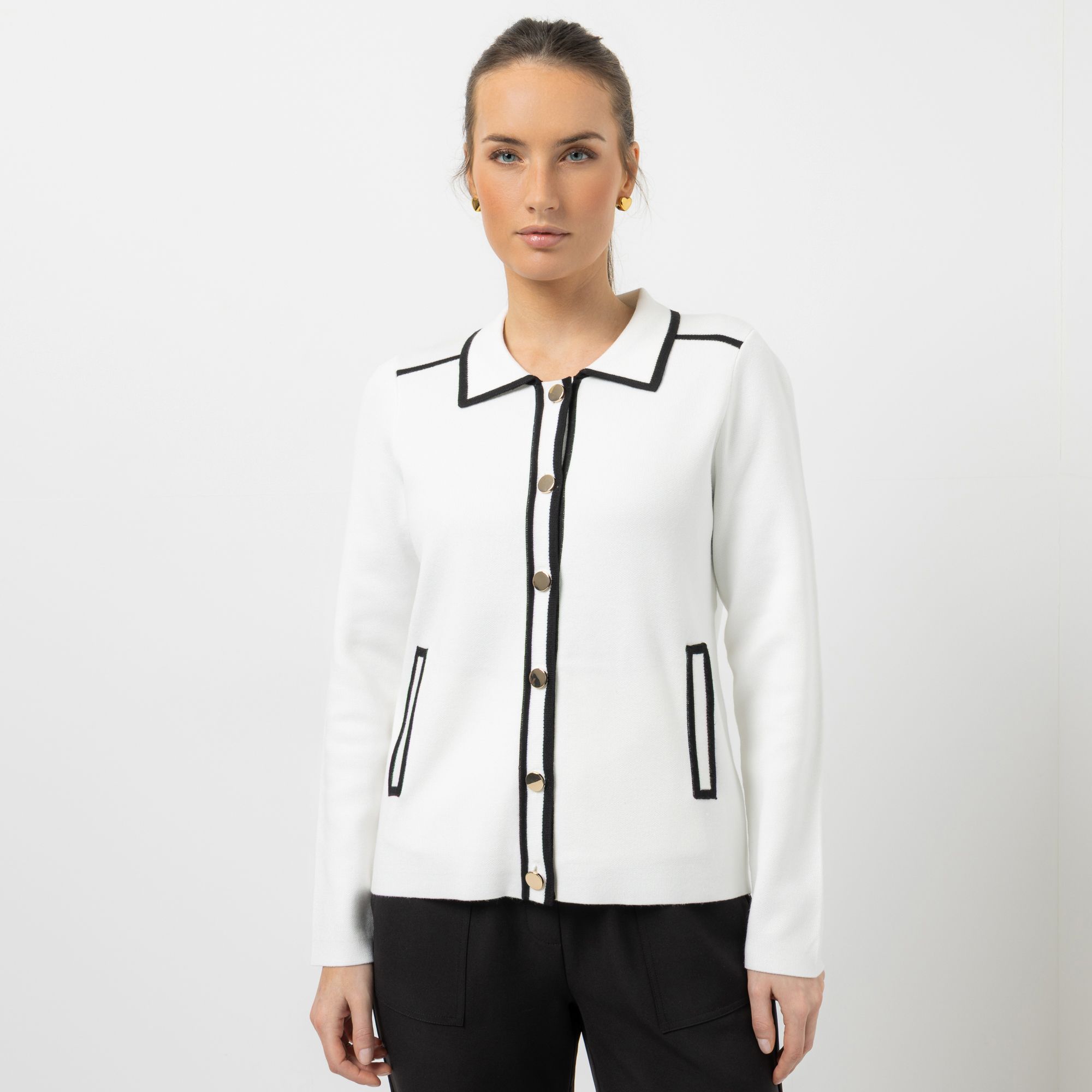 STEFFEN SCHRAUT Cardigan Kontrastdetails Schmuckknöpfe figurumspielend