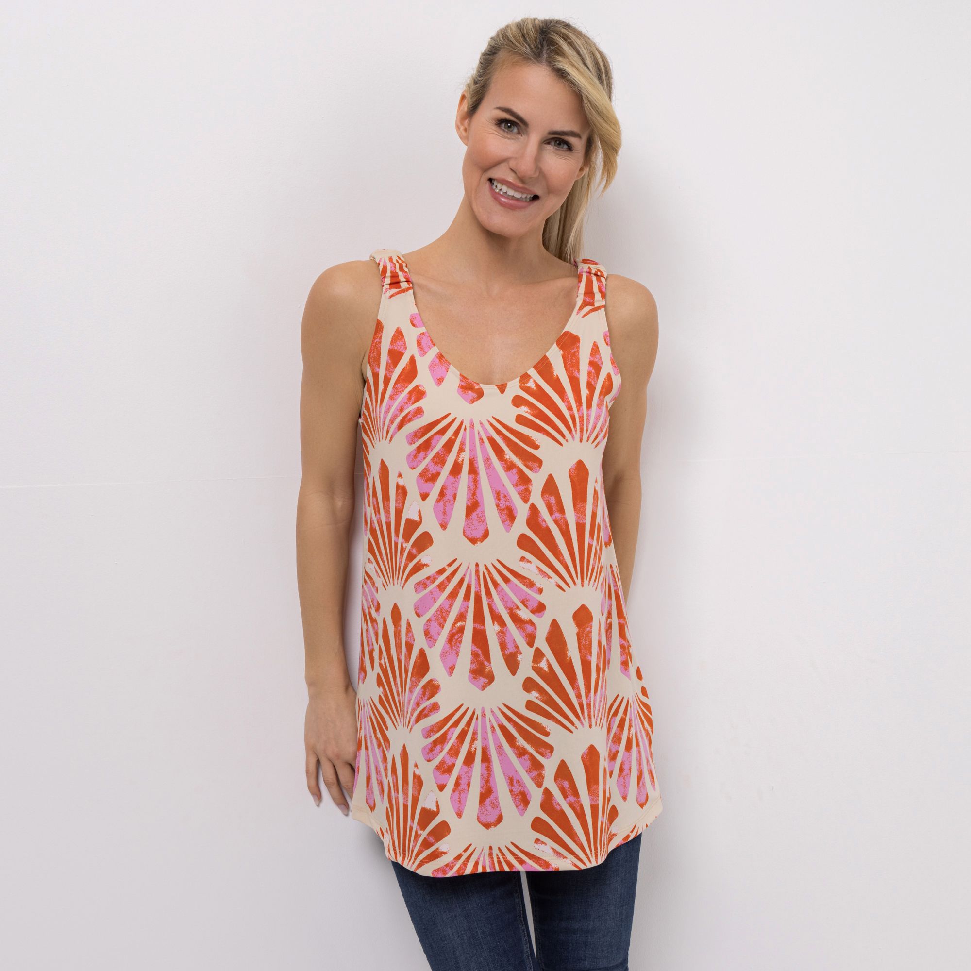 KIM & CO. Top, Träger elastisch Brazil Knit Jersey V-Ausschnitt figurumspielend