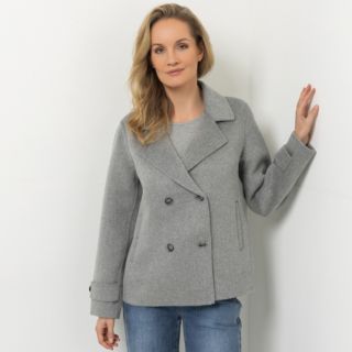 STRANDFEIN Wolljacke doppelreihig Reverskragen figurumspielend