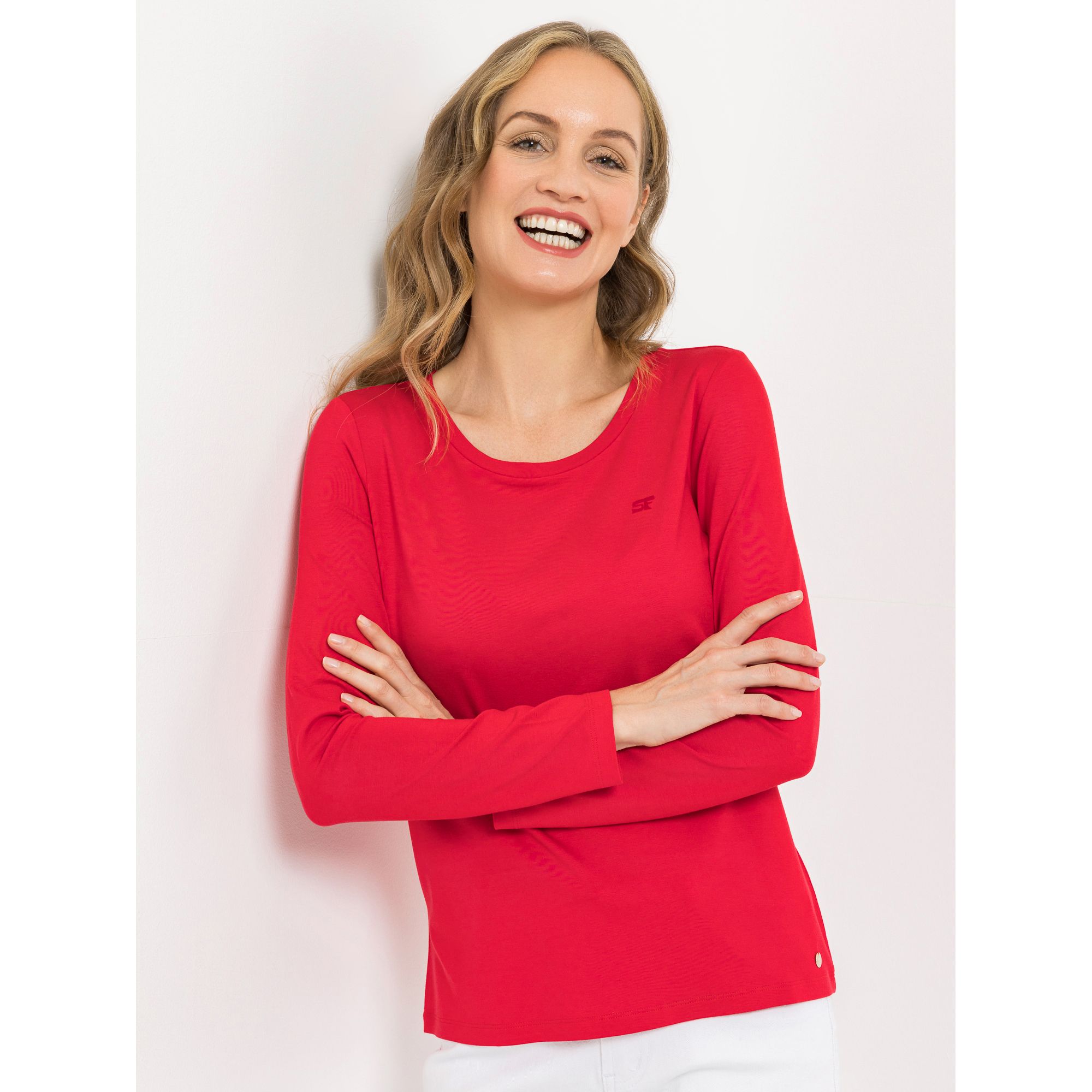 STRANDFEIN T-Shirt, 1/1-Arm Rundhalsausschnit mit ECOVERO Viskose figurumspielend