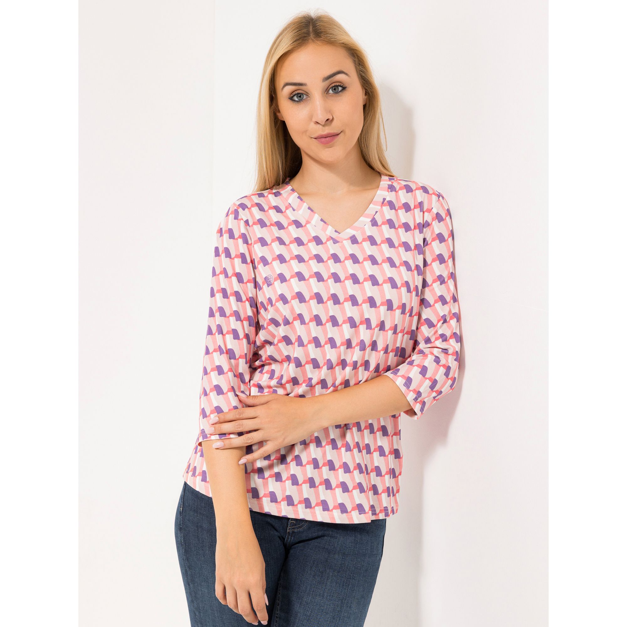 DAWID by Dawid Tomaszewski Shirt, 3/4-Arm V-Ausschnitt figurumspielend