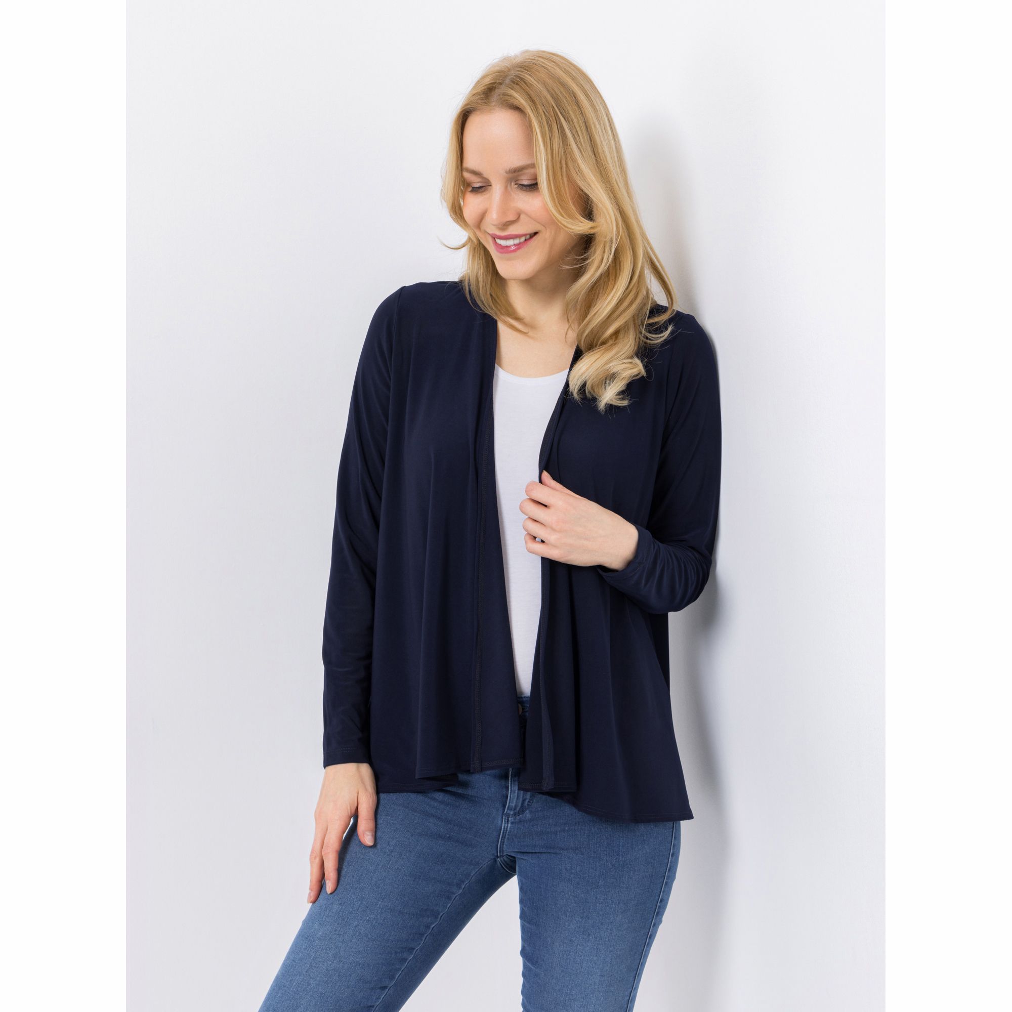 KIM & CO. Cardigan, Langarm Deluxe Brazil Knit offene Front figurumspielend