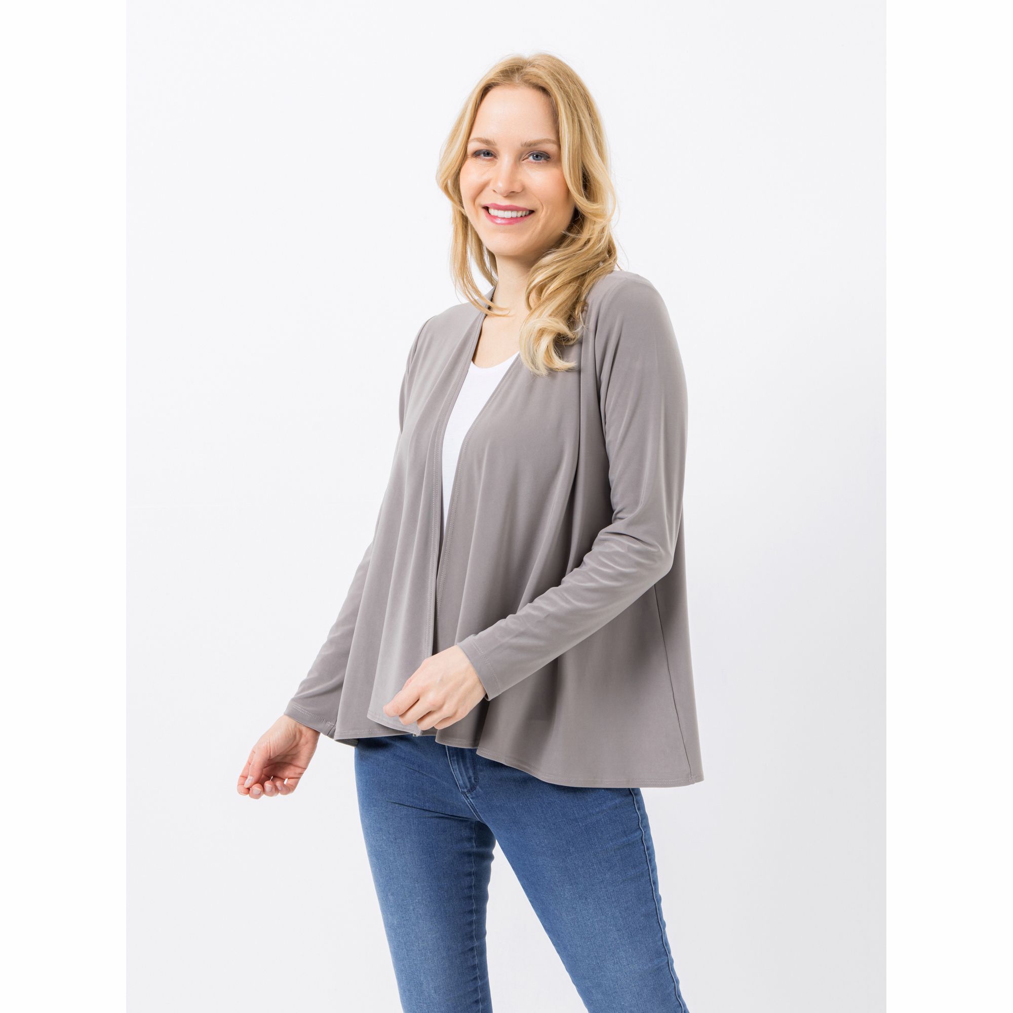KIM & CO. Cardigan, Langarm Deluxe Brazil Knit offene Front figurumspielend