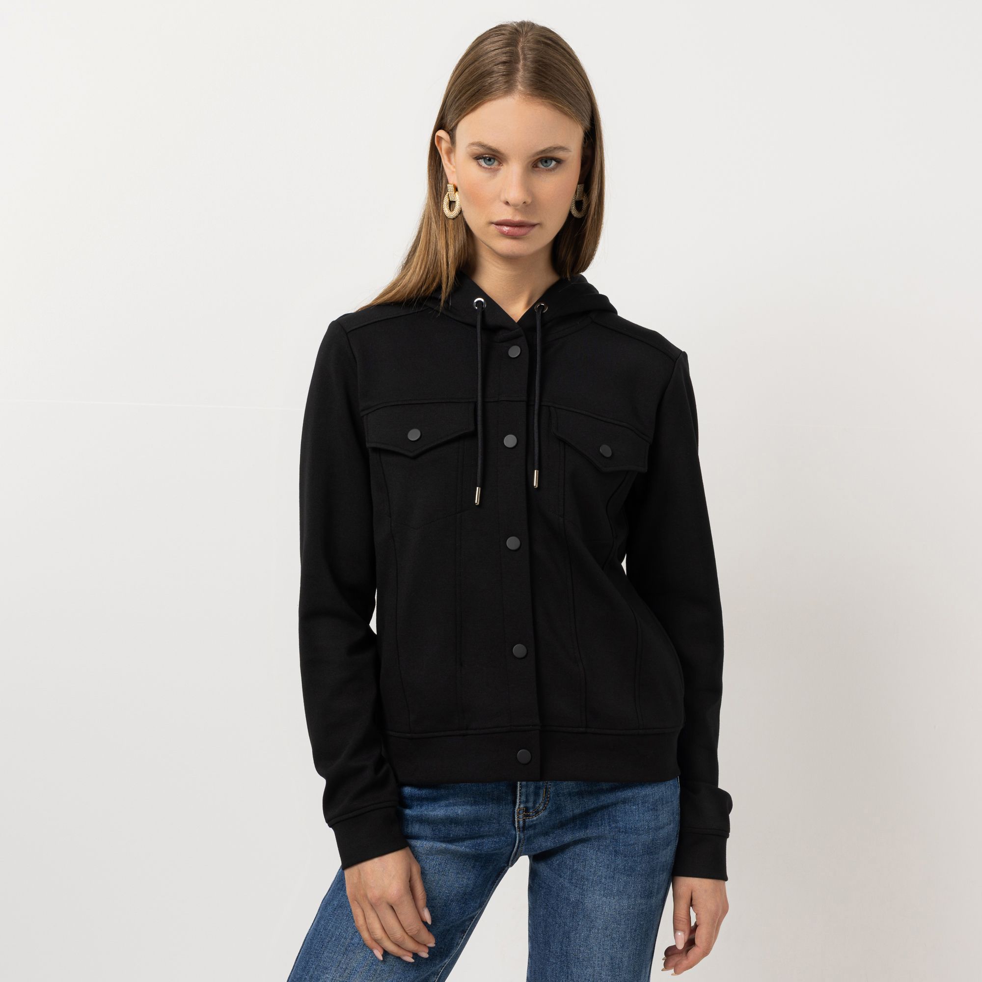 STEFFEN SCHRAUT Sweatjacke mit Kapuze Nahttaschen leger weit