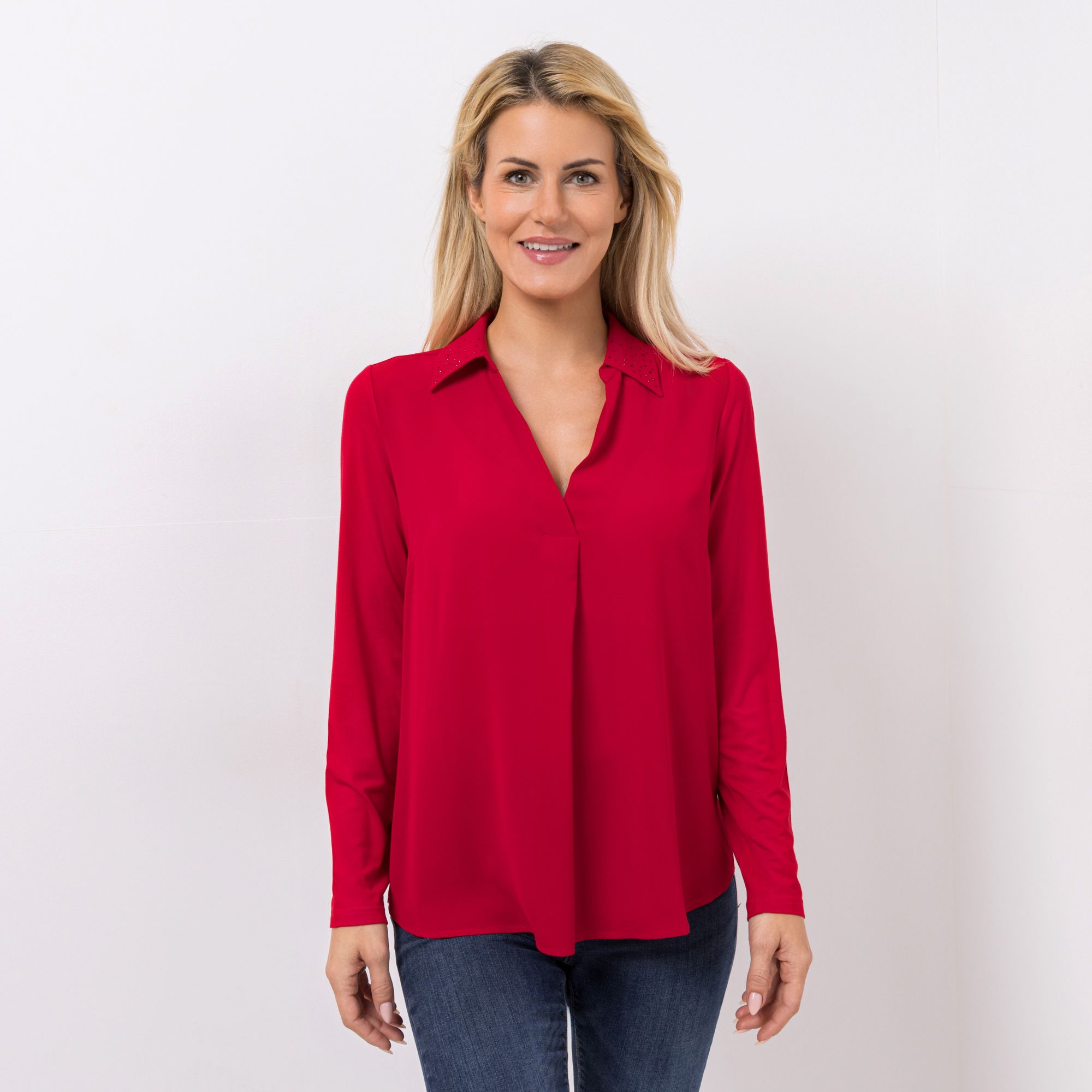  DAWID by Dawid Tomaszewski Blusenshirt, Langarm Materialmix, Strass figurumspielend