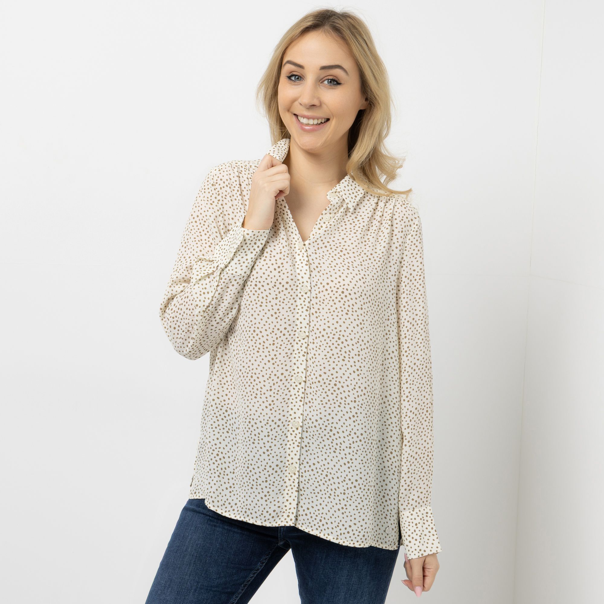 EVA LUTZ Bluse Lotte Hemdkragen Knopfleiste leger weit