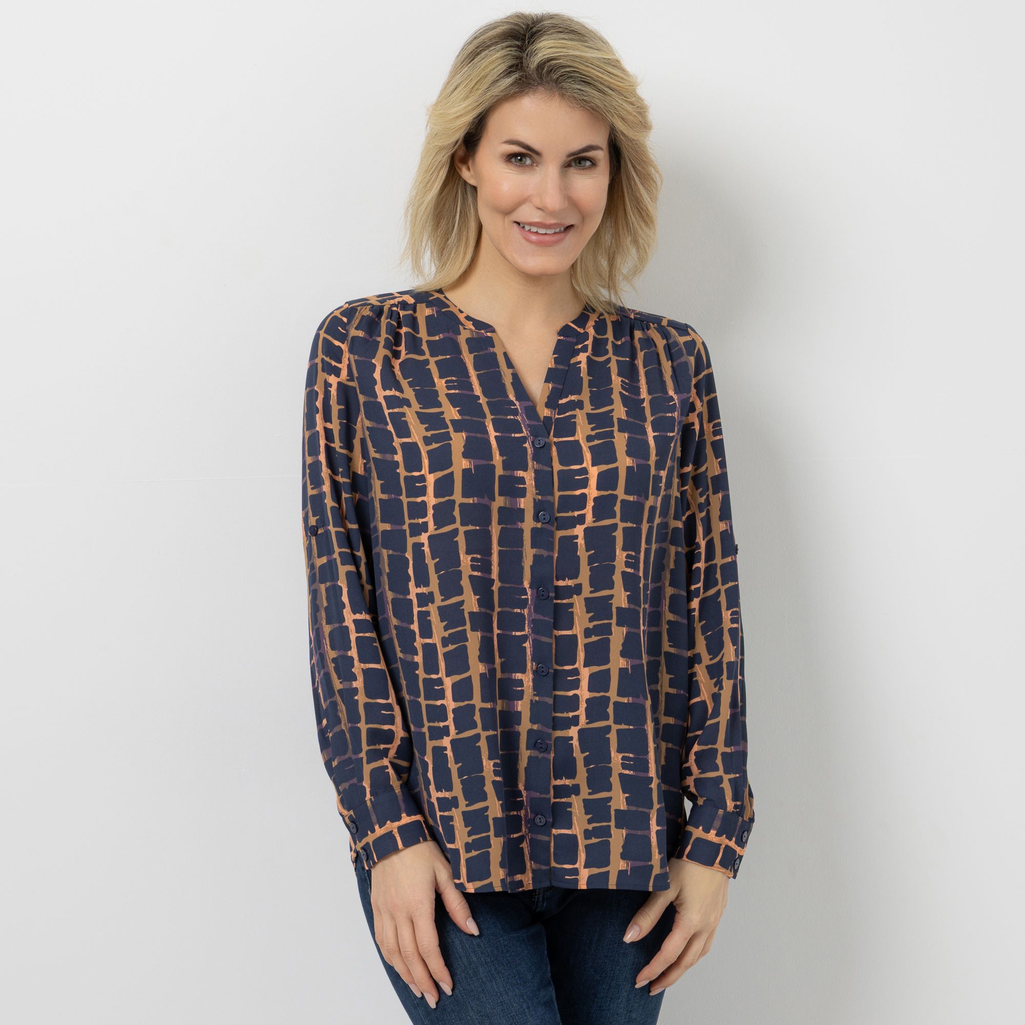 EVA LUTZ Bluse Lara, 1/1-Arm Knopfleiste Seitenschlitze leger weit