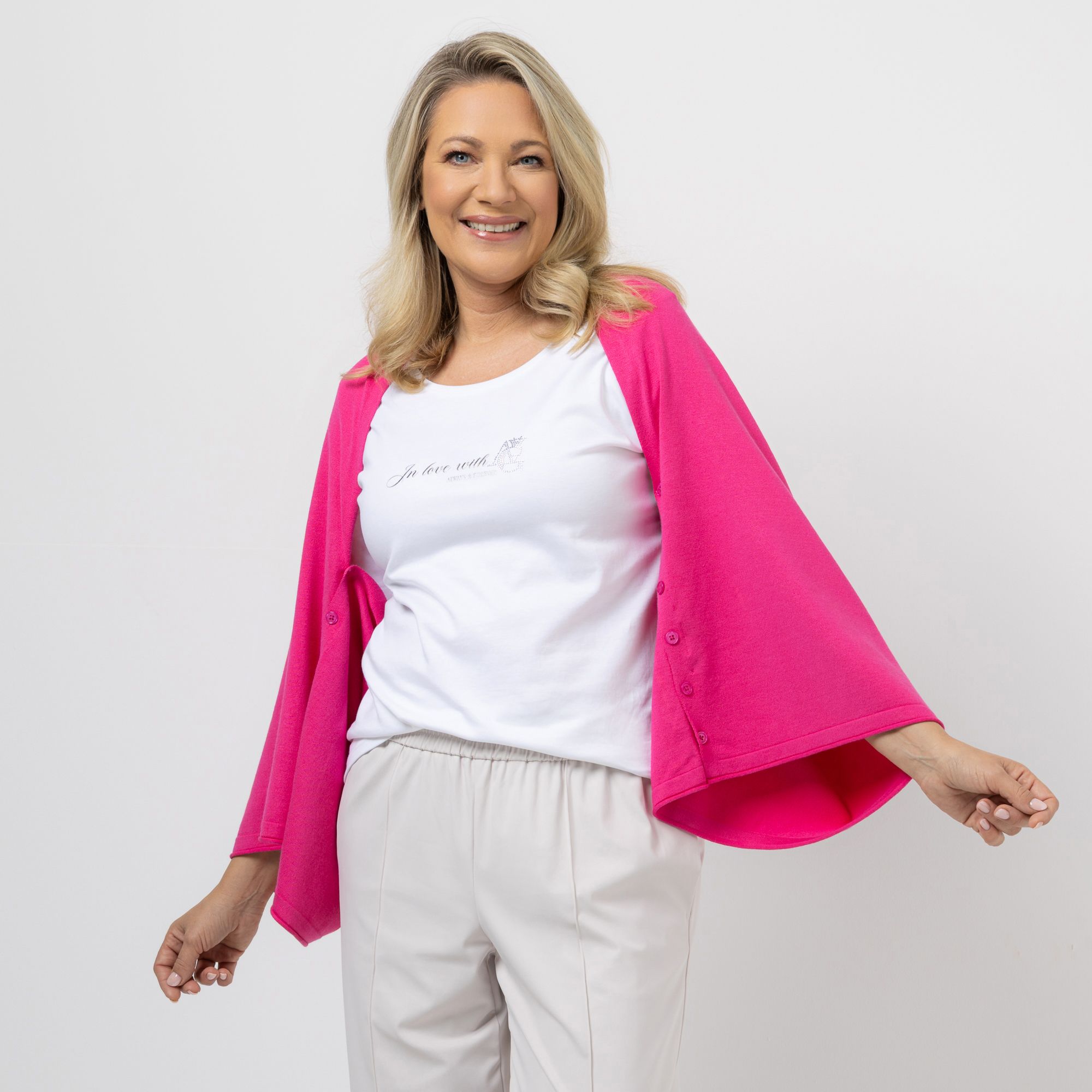 ANNA VON GRIESHEIM Cardigan Multifunktion Knöpfe leger weit