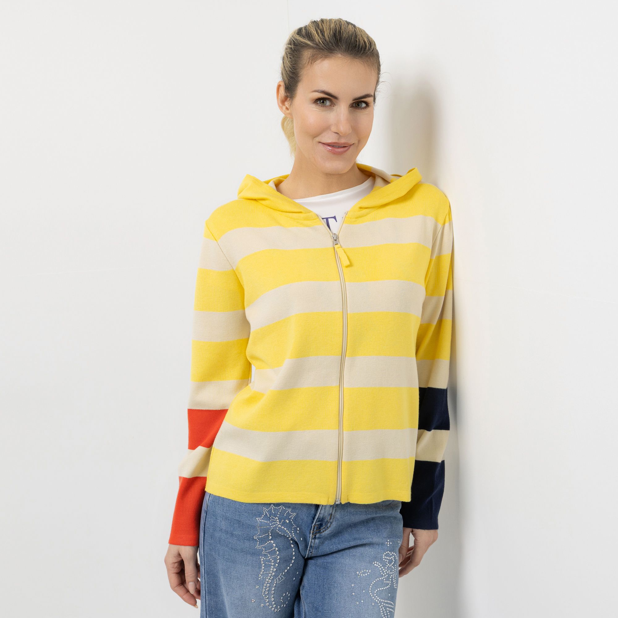 DINE 'N' DANCE Cardigan, 1/1-Arm mit Kapuze Reißverschluss figurumspielend