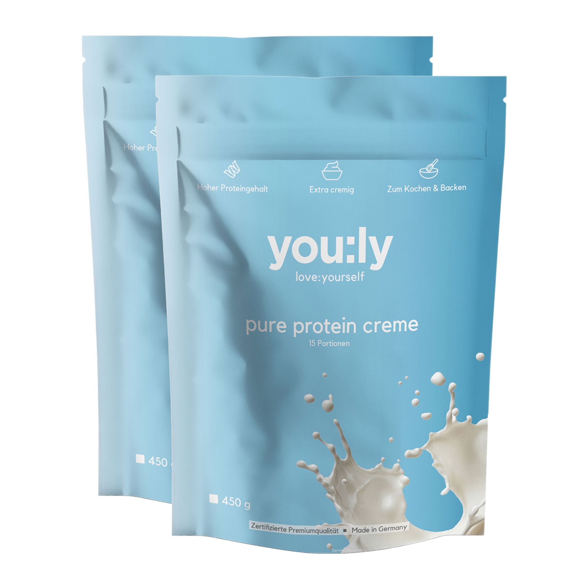 you:ly Pure Protein Creme zum Kochen & Backen 2x450g für 30 Portionen