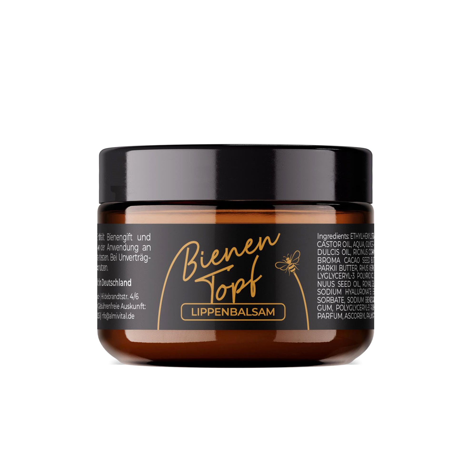 ALMIVITAL Bienentopf Lippenpflegebalsam im Braunglastiegel 50ml