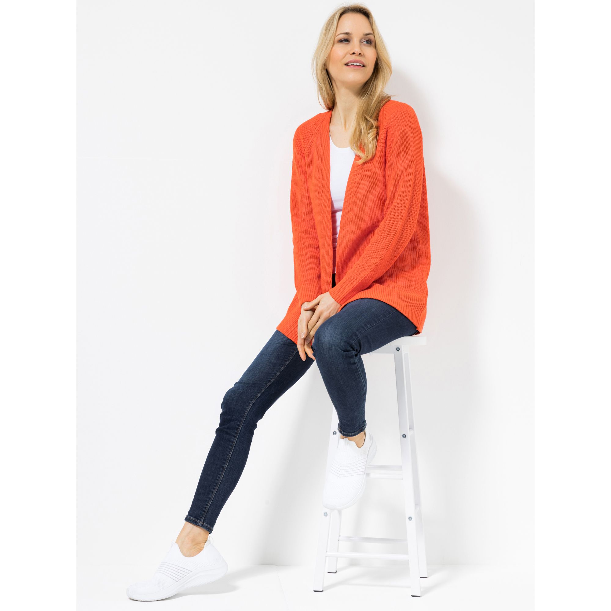 STUDIO UNIQUE® Cardigan offene Front 100% Bio-Baumwolle leger weit