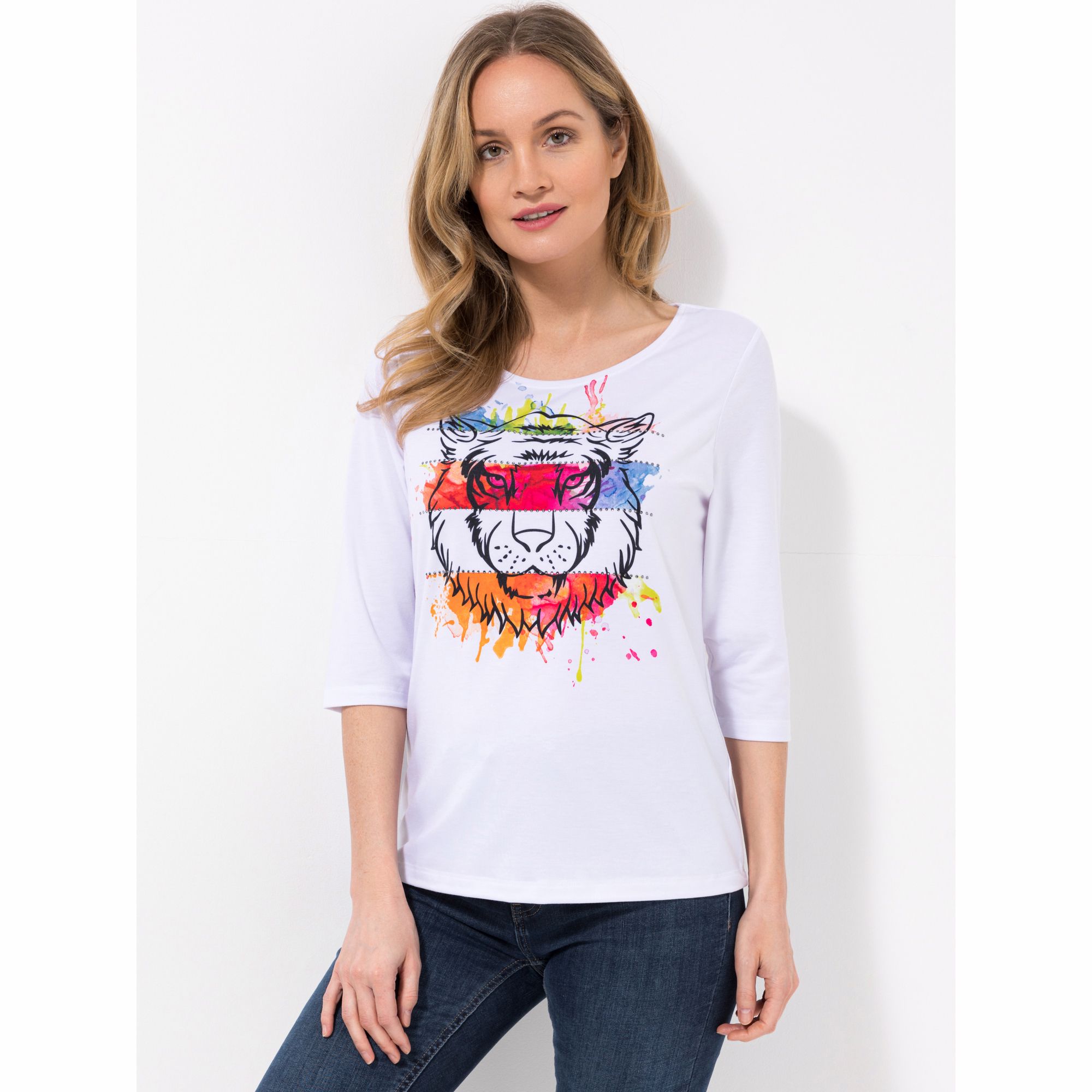 DINE 'N' DANCE Shirt, 1/2-Arm Rundhalsausschnitt platzierter Druck figurumspielend