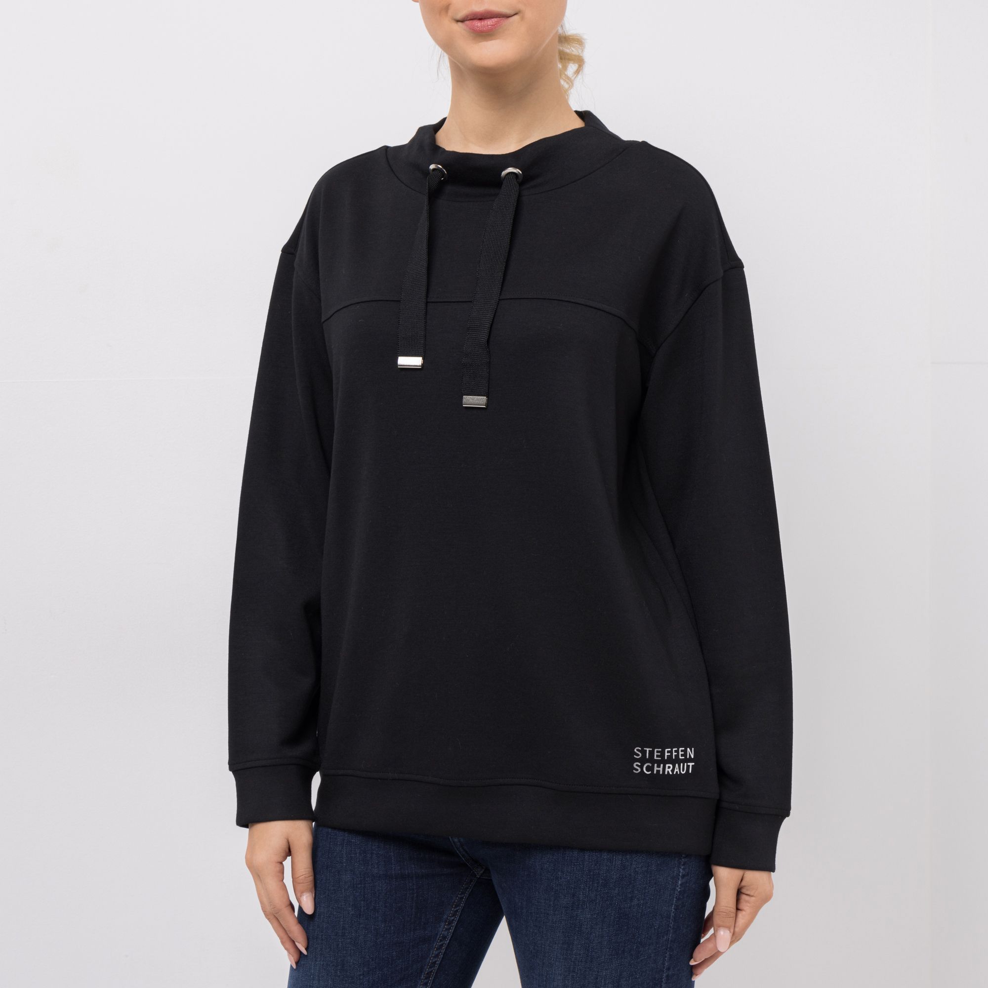 STEFFEN SCHRAUT Scubashirt Stehkragen Logo-Detail leger weit