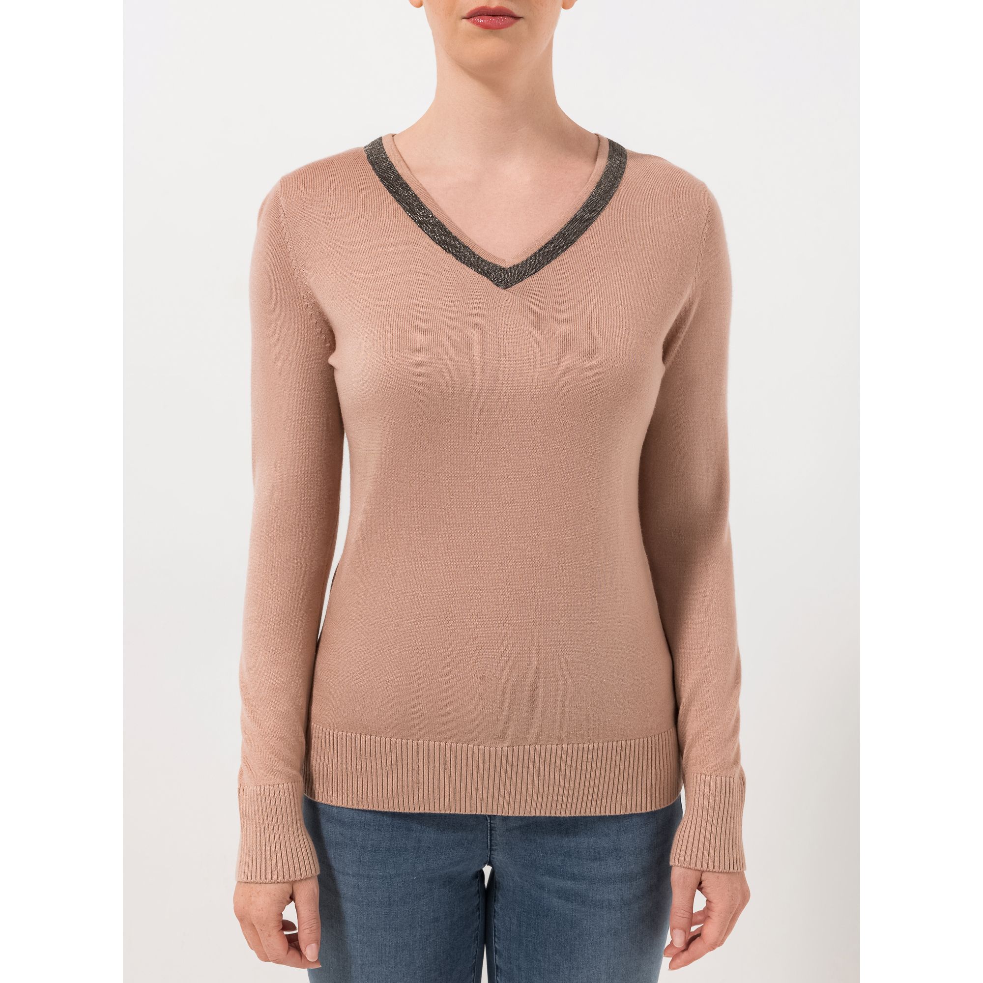 STEFFEN SCHRAUT Pullover V-Ausschnitt Zierband figurumspielend