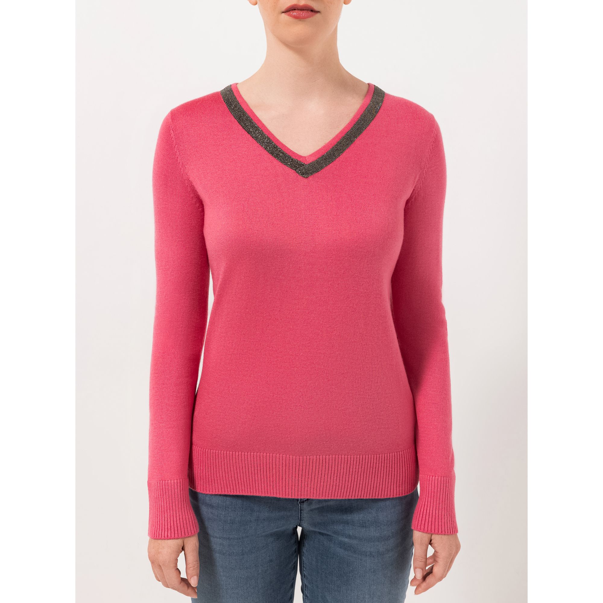 STEFFEN SCHRAUT Pullover V-Ausschnitt Zierband figurumspielend