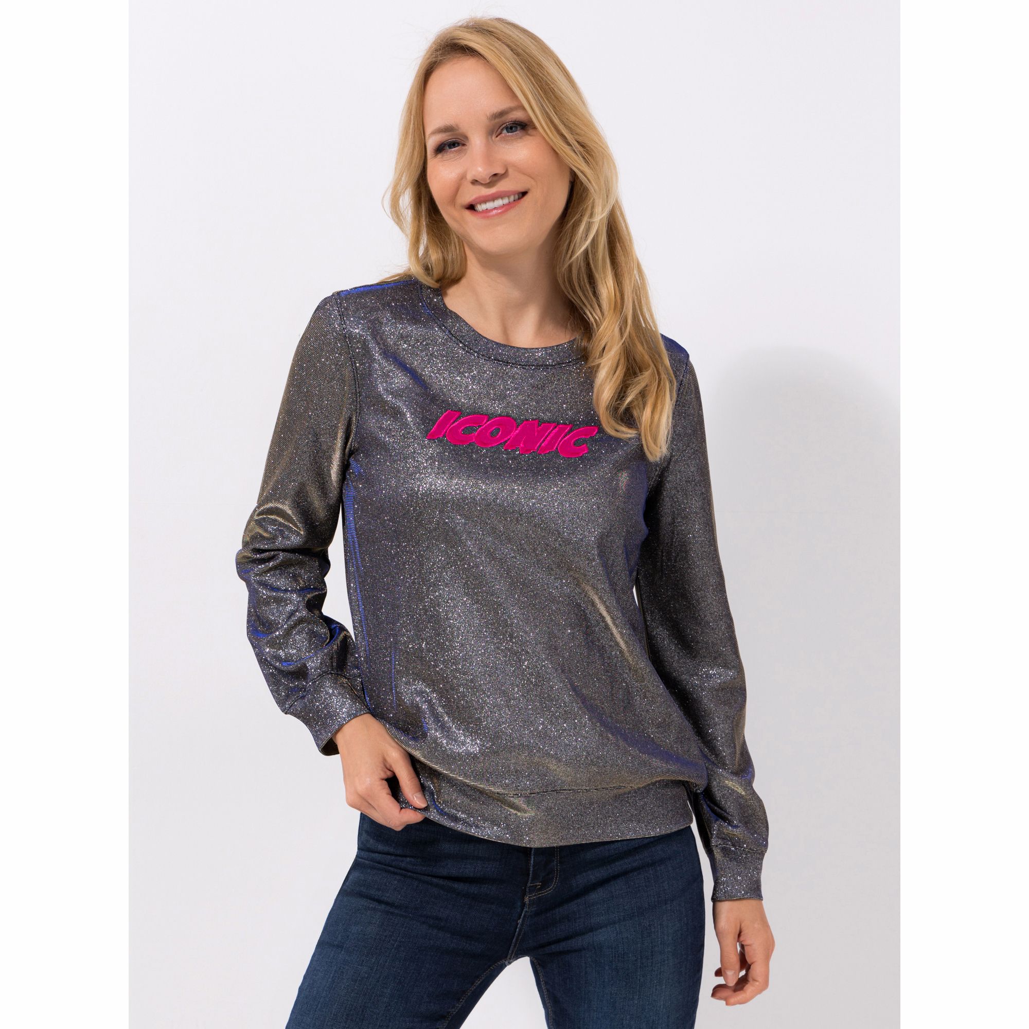ICONIC by Marina Hoermanseder Shirt, 1/1 Arm Glitzer-Optik figurumspielend