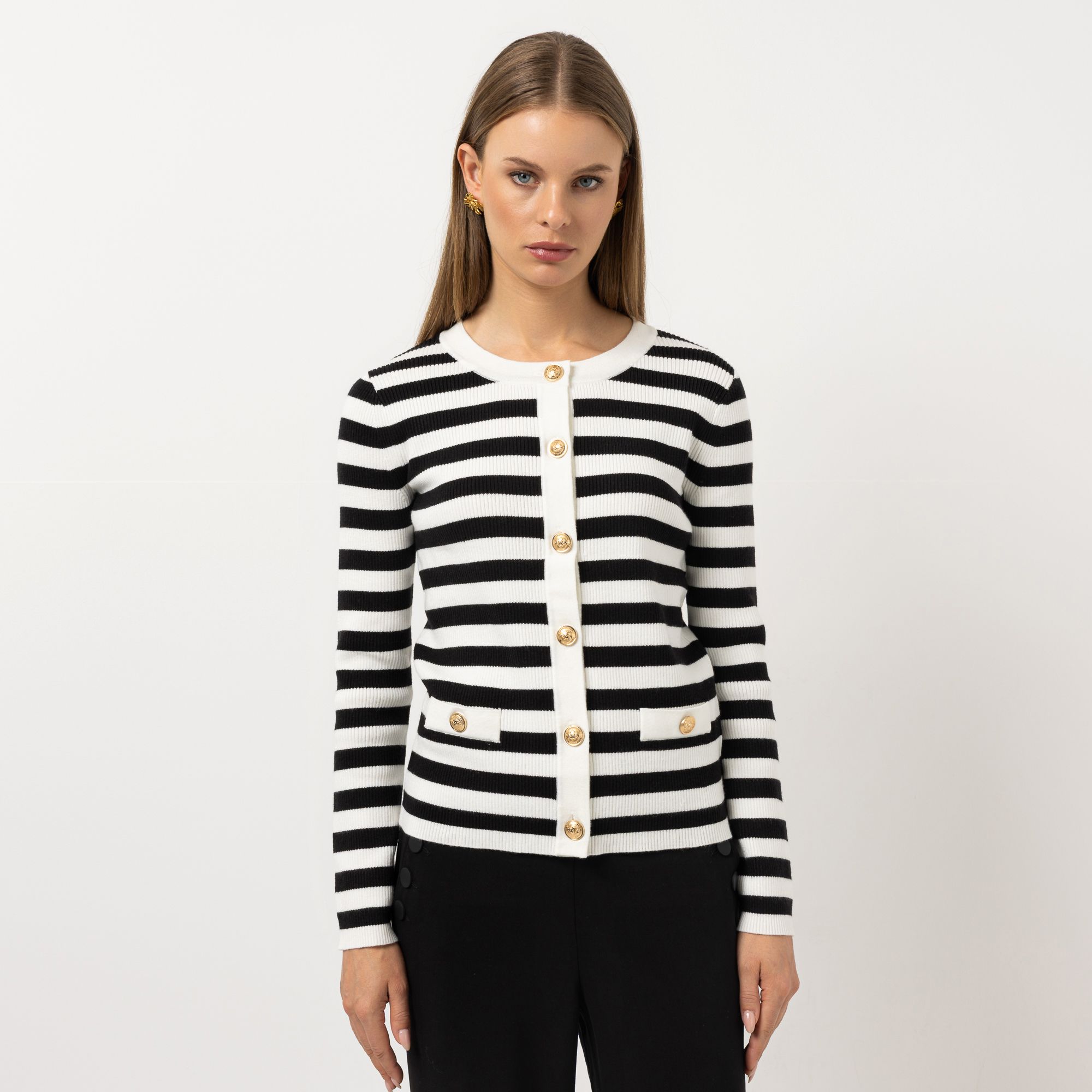 STEFFEN SCHRAUT Strickjacke Rippenstrick Schmuckknöpfe figurbetont