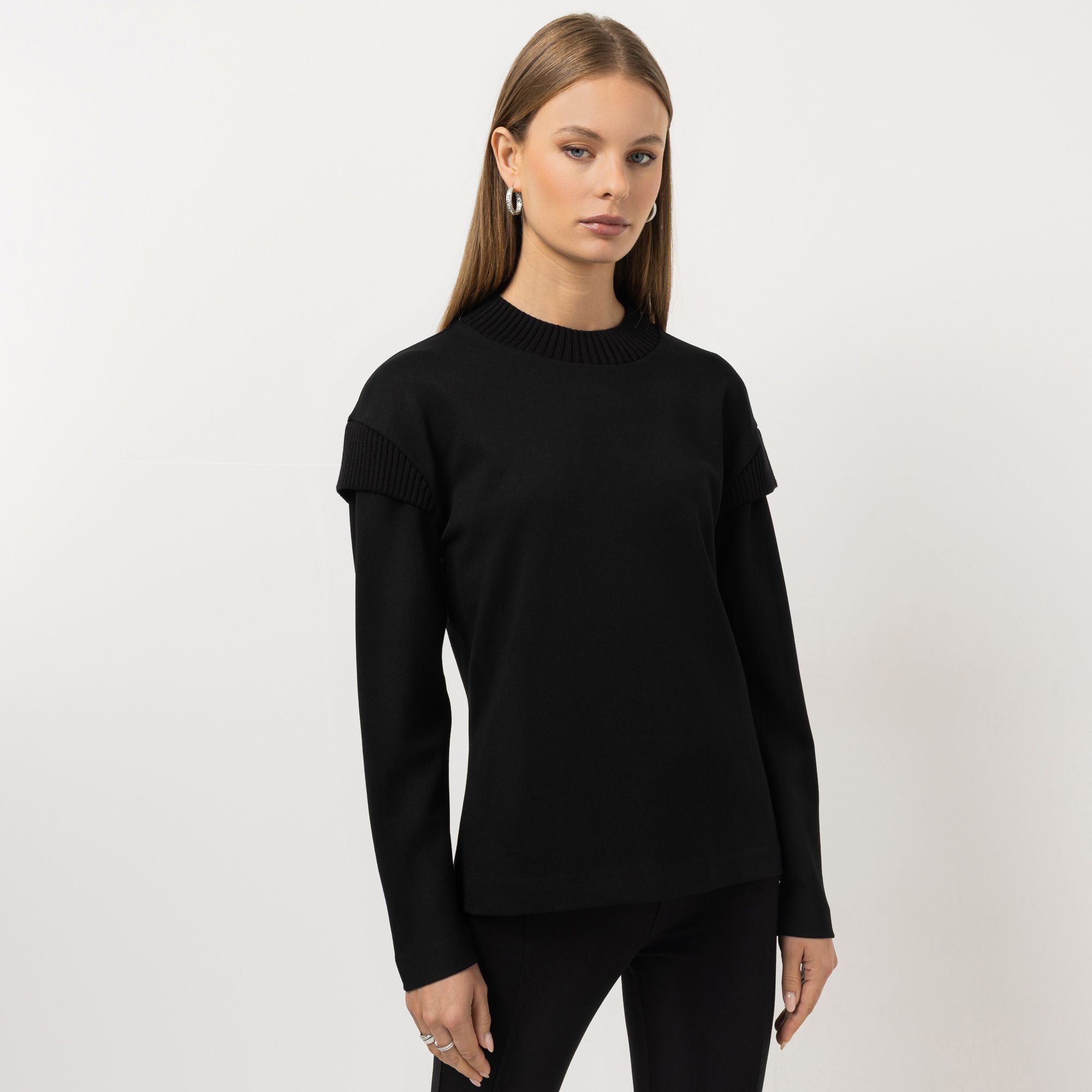 STEFFEN SCHRAUT Sweatshirt Stehkragen Material-Mix figurumspielend