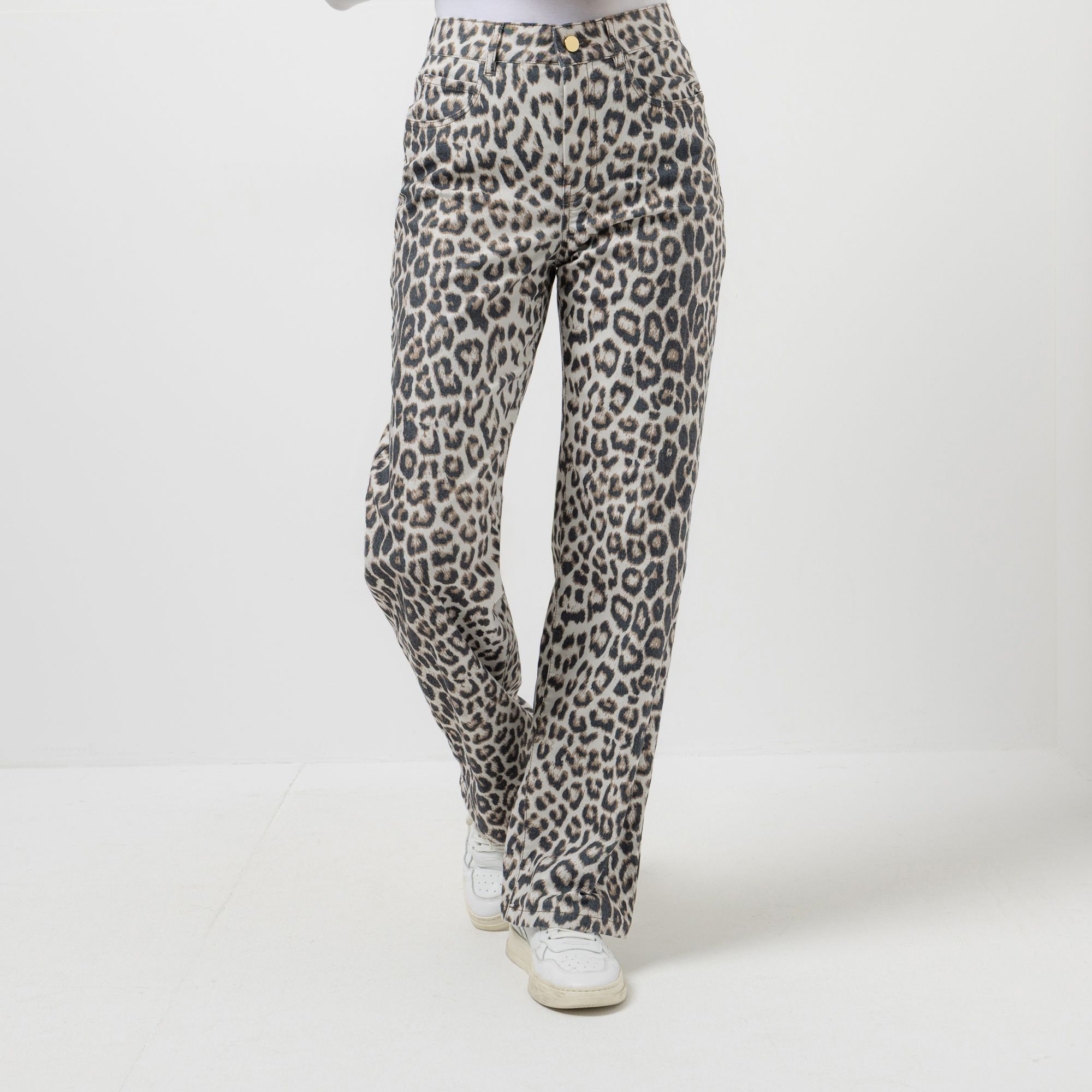 EVA LUTZ Hose, lange Form 5-Pocket Style gemustert weites Bein