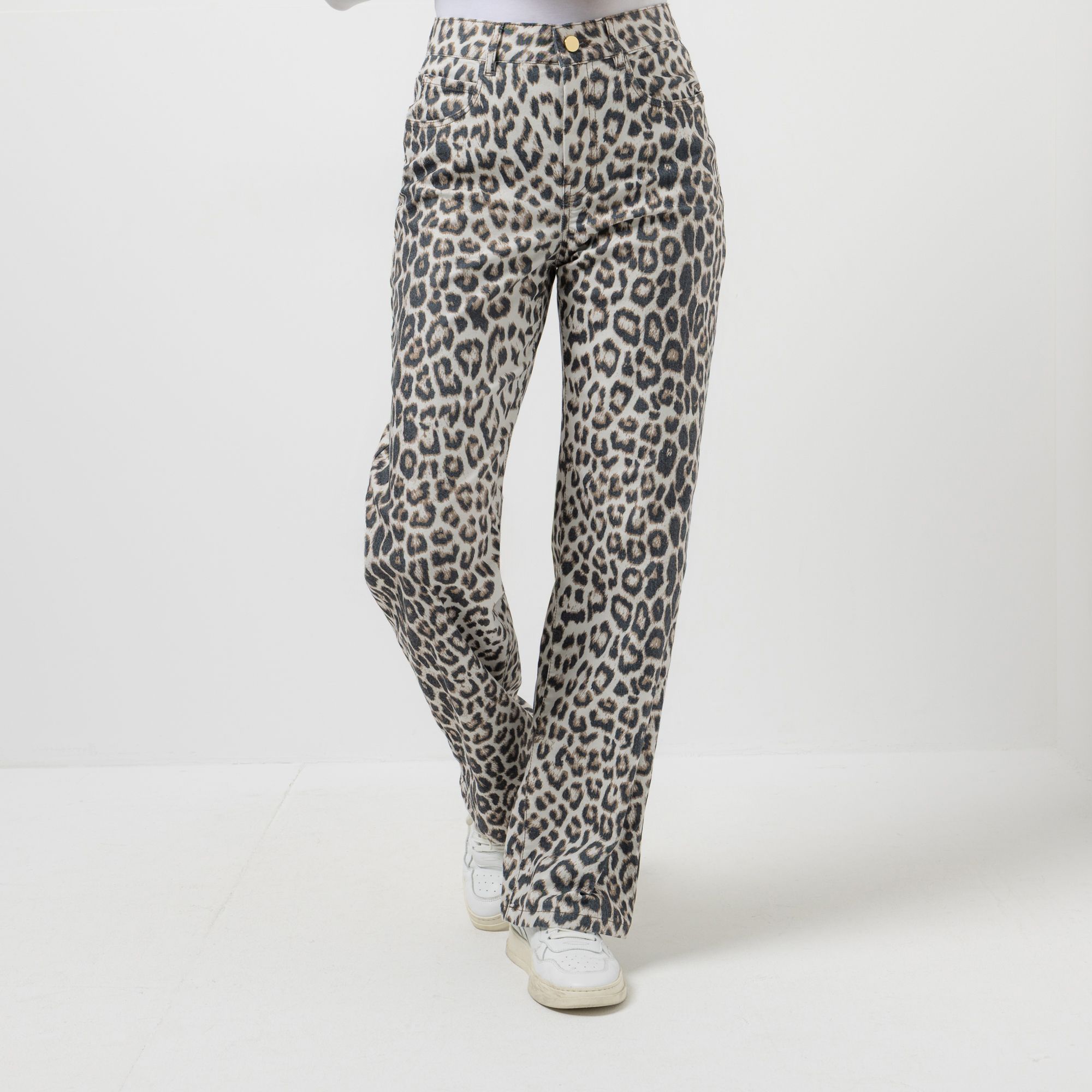 EVA LUTZ Hose, lange Form 5-Pocket Style gemustert weites Bein