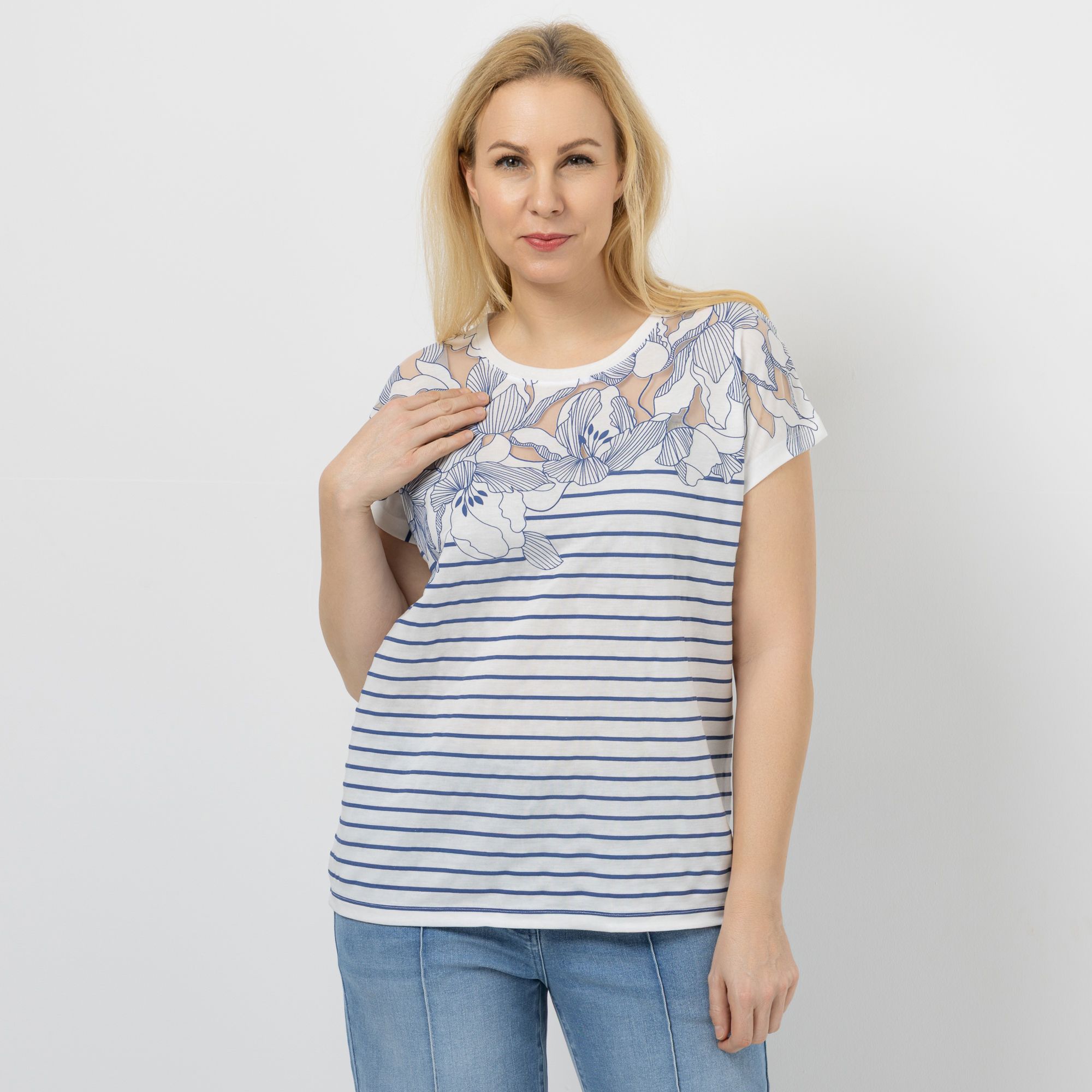 DAWID by Dawid Tomaszewski Shirt, Rundhals Ausbrenner und Druck figurumspielend